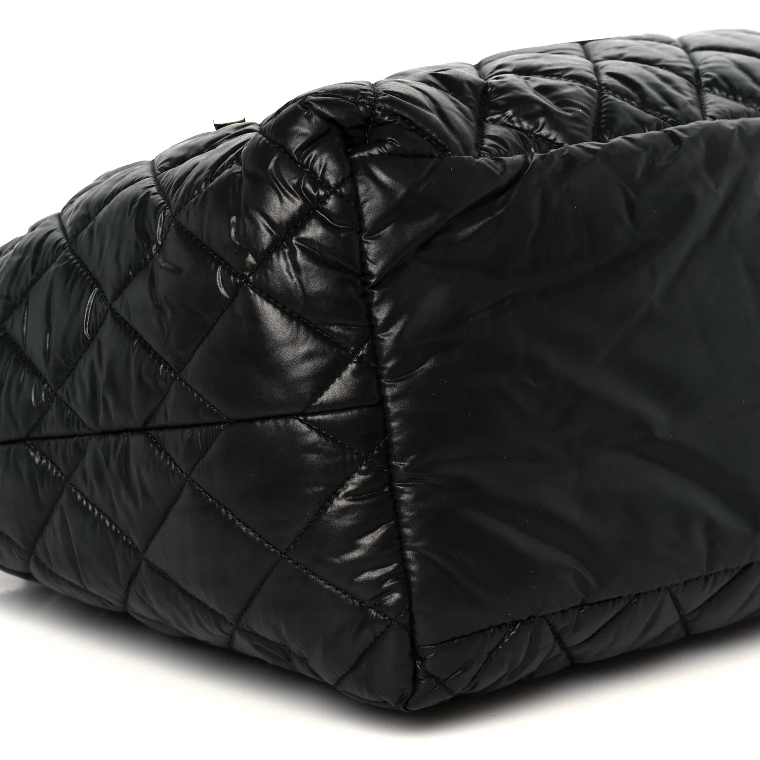 Nylon Quilted Small Coco Cocoon Tote Black - Image 9