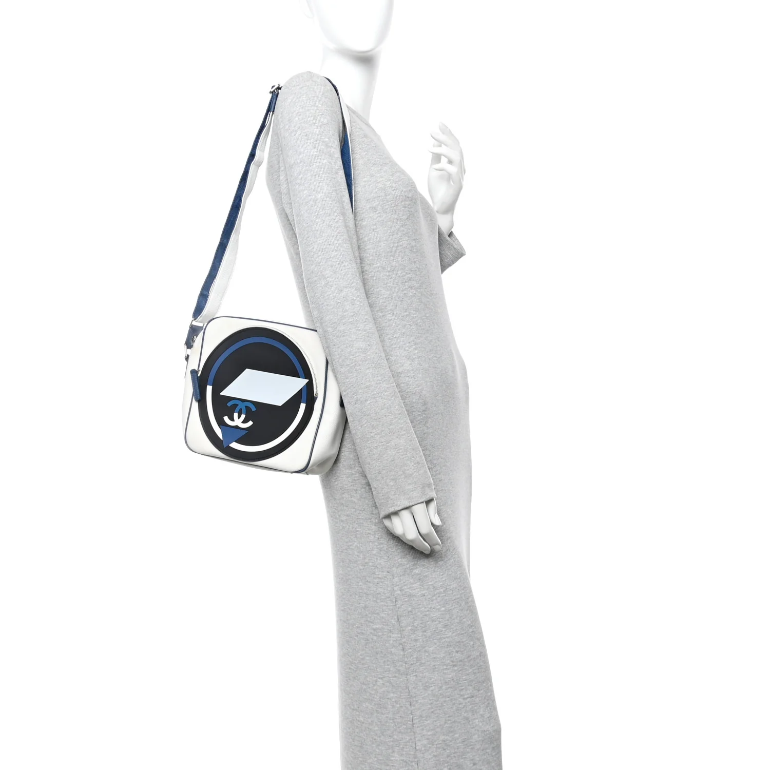 Nylon Rubber Messenger White Blue - Image 3