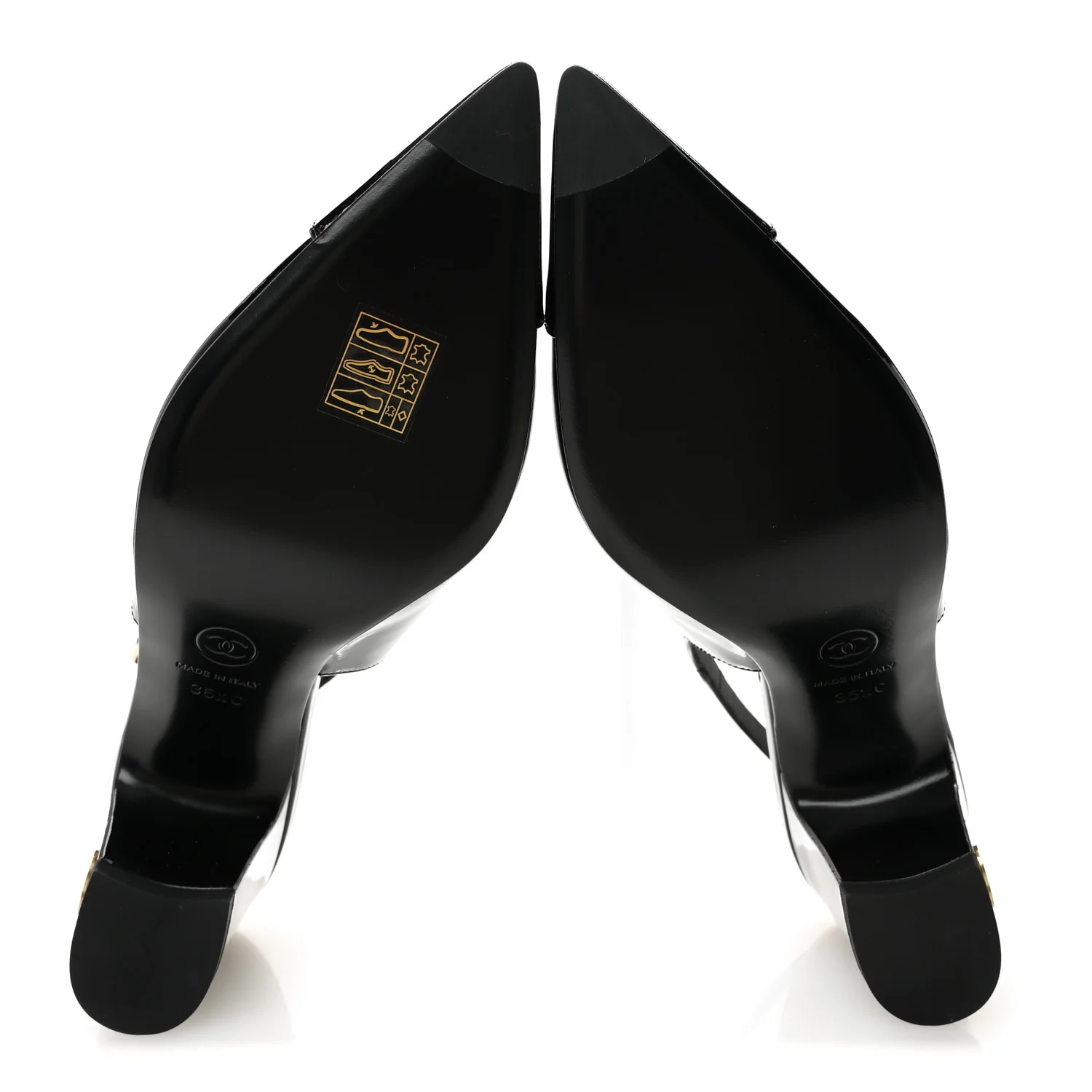 Patent Calfskin Cap Toe CC Slingback Pumps 36.5 Black - Image 6