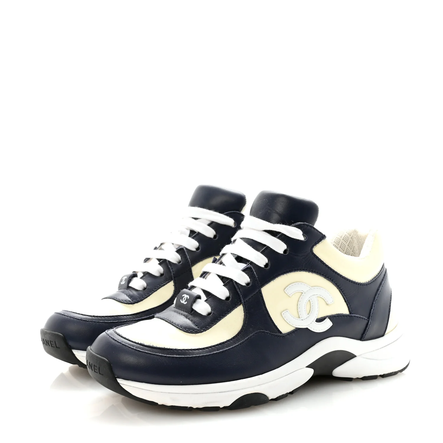 Patent Calfskin CC Sneakers  36 Navy White - Image 4