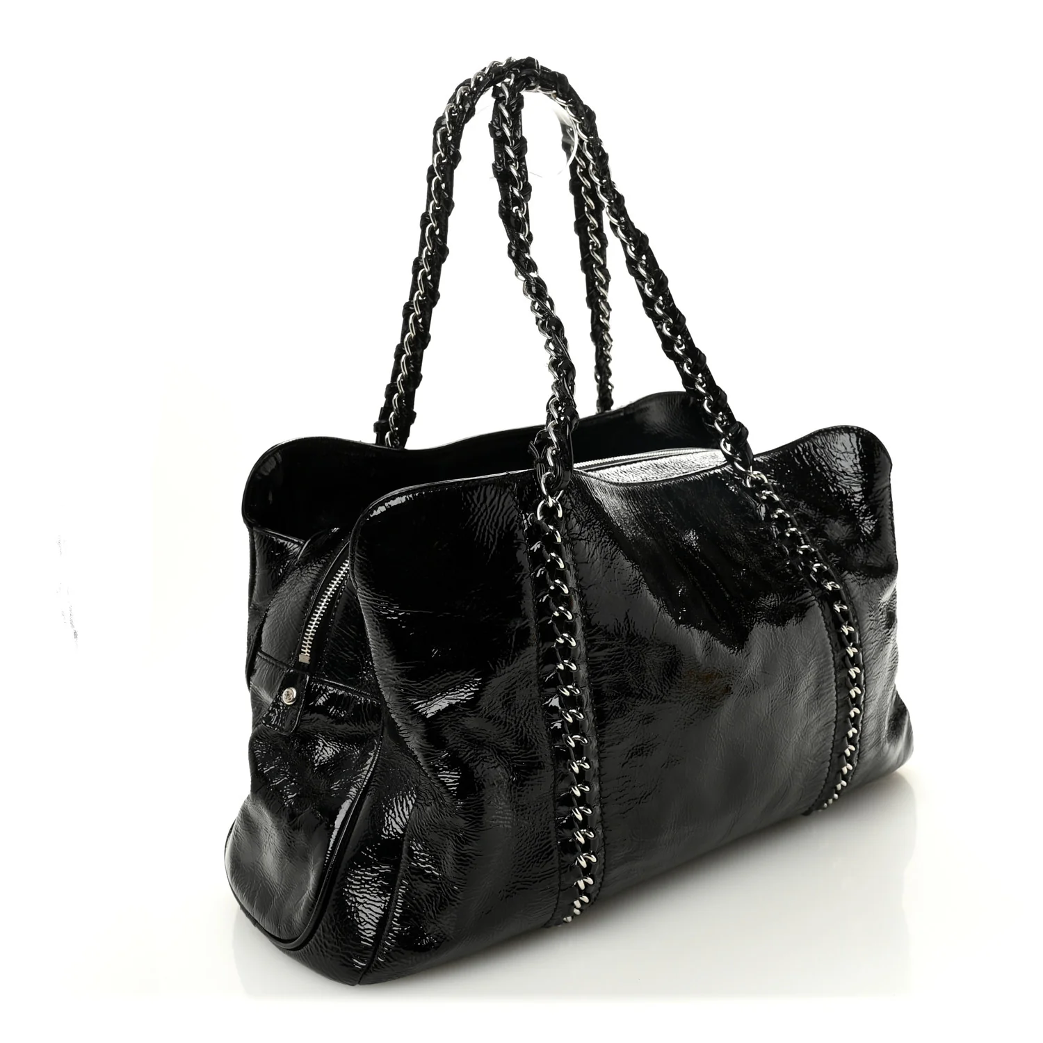 Patent Calfskin Large Luxe Ligne Tote Black - Image 3