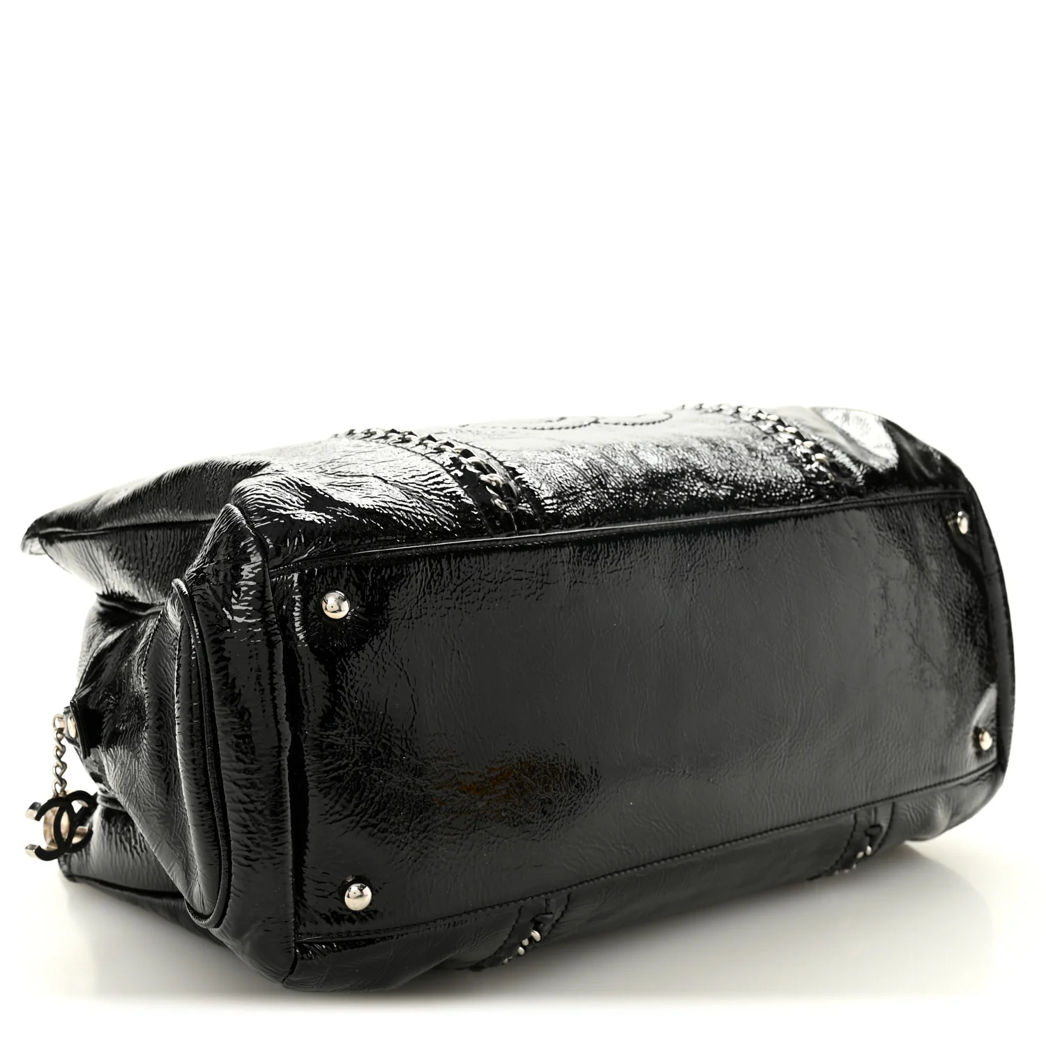 Patent Calfskin Large Luxe Ligne Tote Black - Image 4