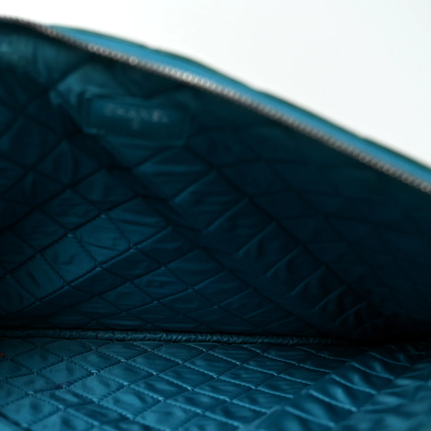 Patent Calfskin Quilted Large Cosmetic Case Blue - Image 9
