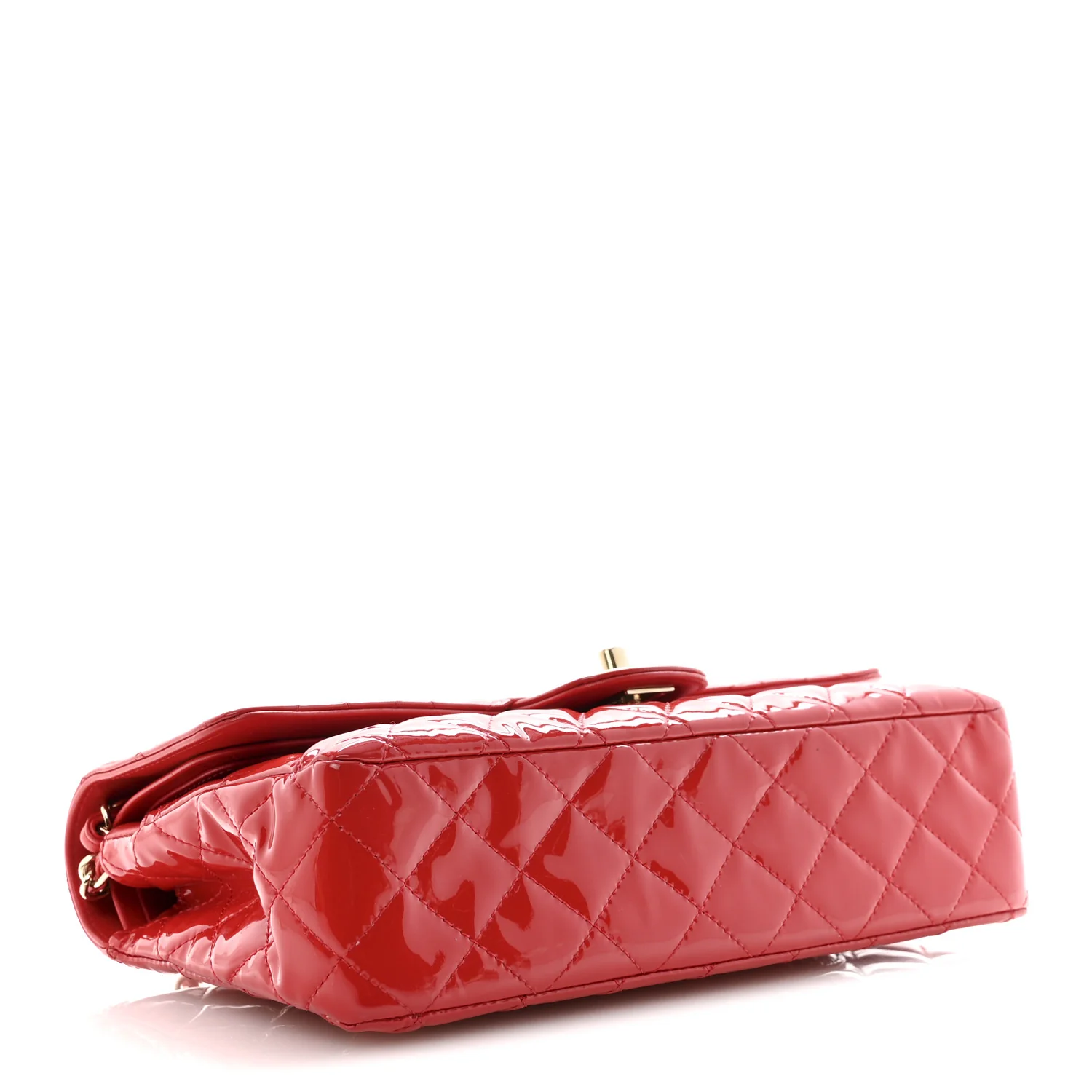 Patent Calfskin Quilted Medium Double Flap Red - Image 4