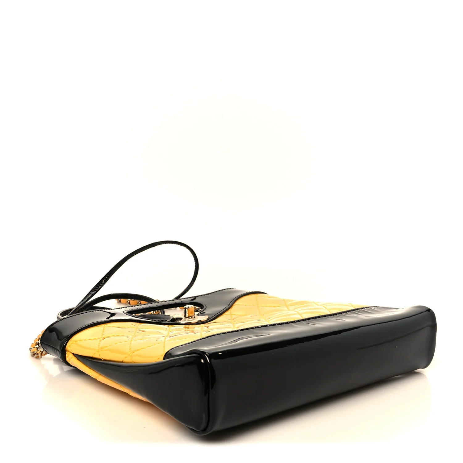 Patent Calfskin Quilted Mini 31 Shopping Bag Yellow Black - Image 4
