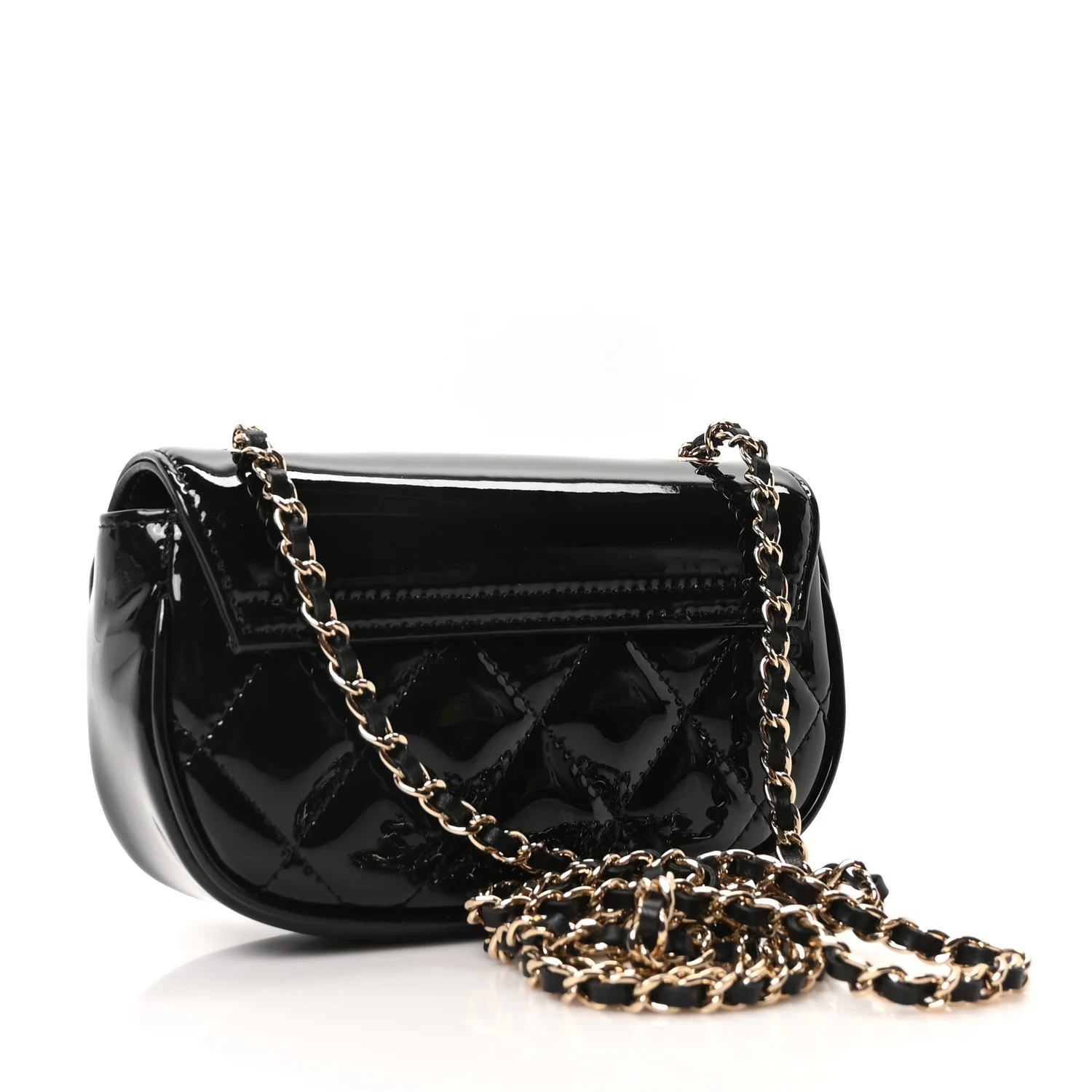 Patent Calfskin Quilted Mini Flap Black - Image 3