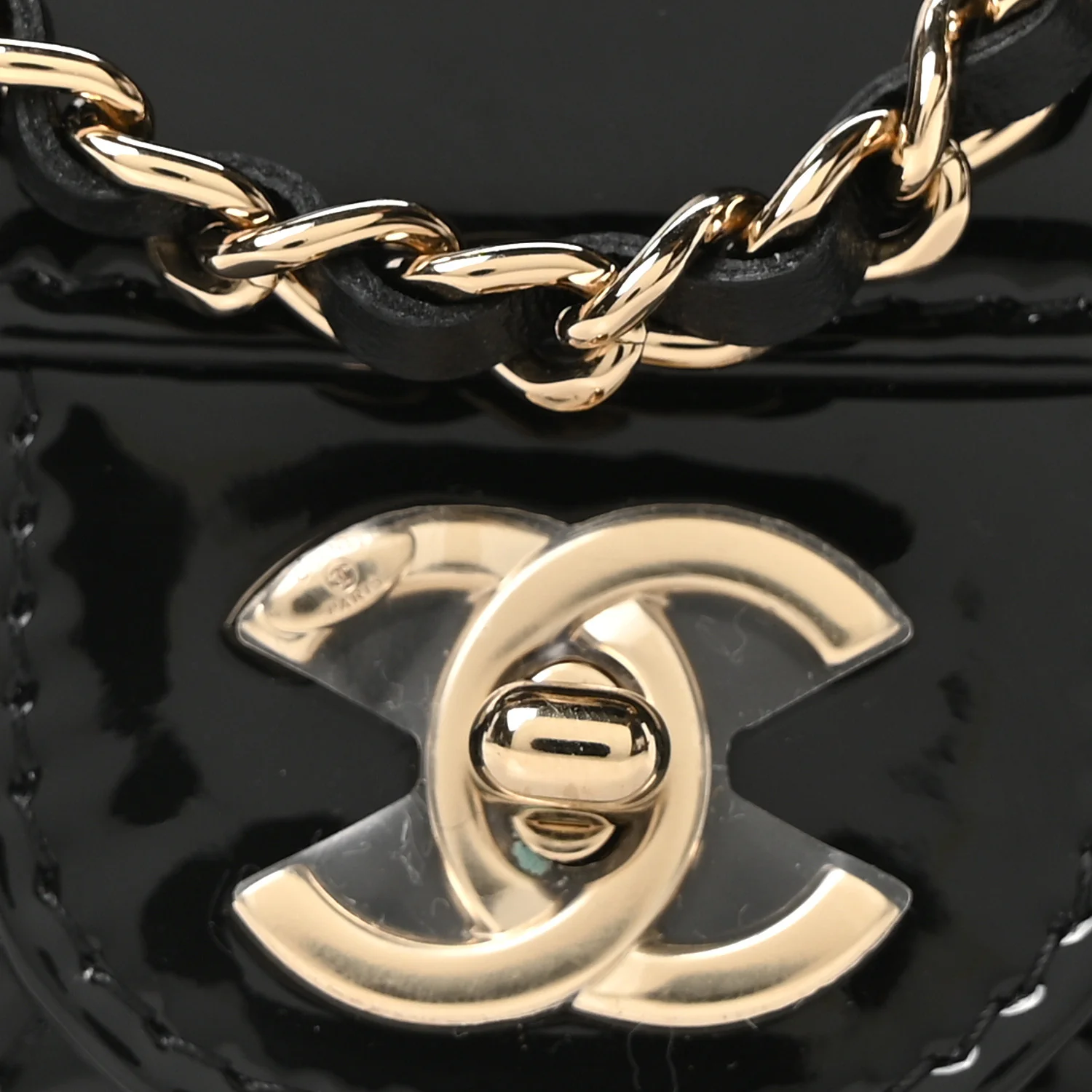 Patent Calfskin Quilted Mini Flap Black - Image 8