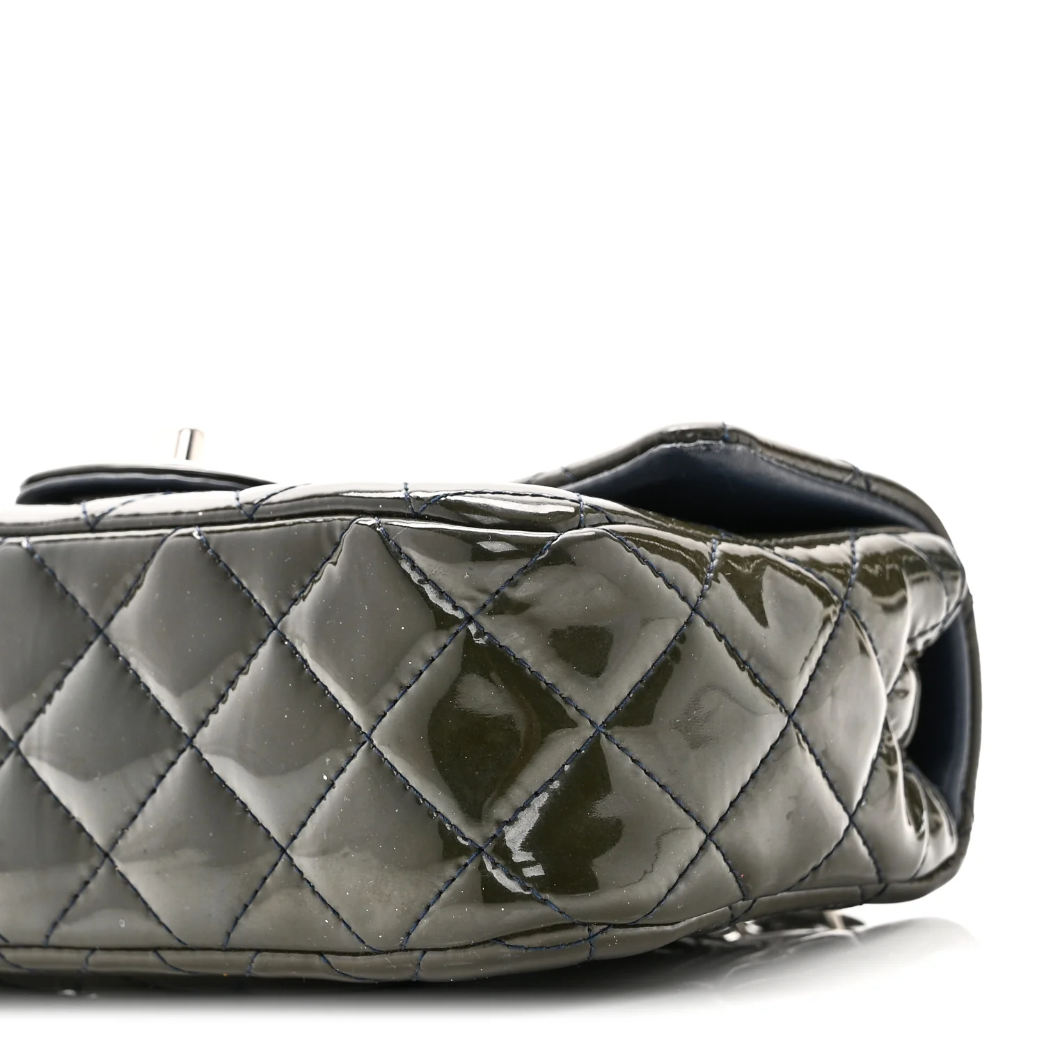 Patent Calfskin Quilted Mini Rectangular Flap Navy Blue - Image 10