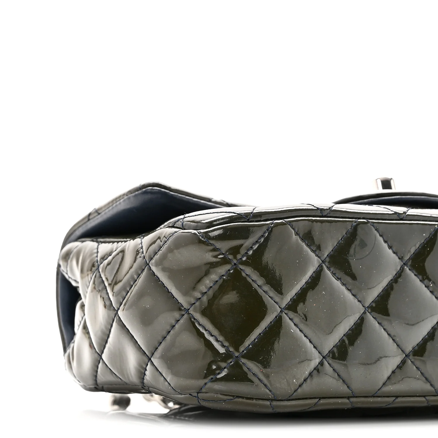 Patent Calfskin Quilted Mini Rectangular Flap Navy Blue - Image 9