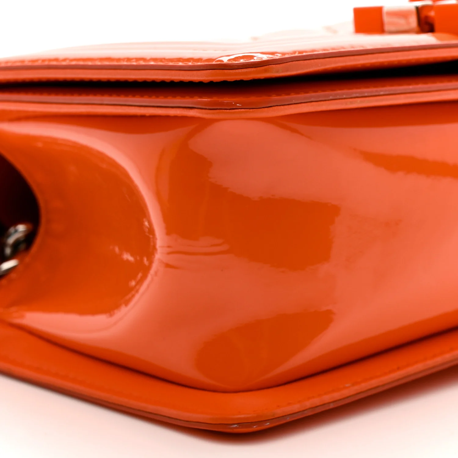 Patent Calfskin Quilted Small Plexiglass Boy Flap Orange - Image 9