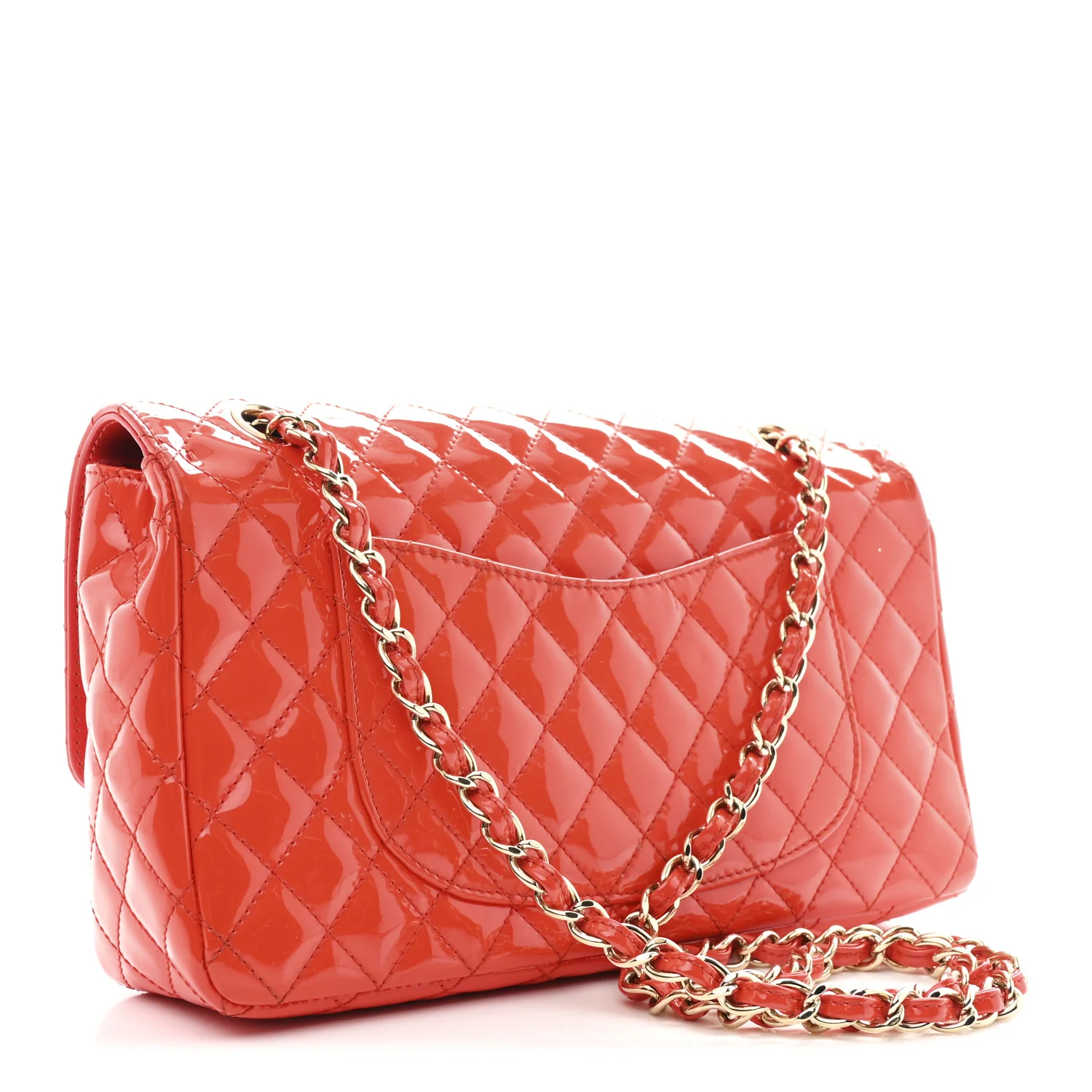 Patent Calfskin Quilted Valentine Charms Medium Single Flap Red - Image 3