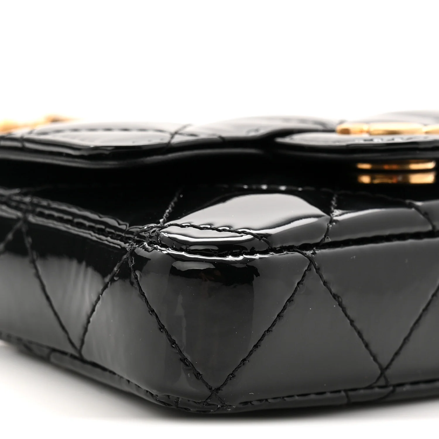 Patent Enamel Quilted Coco Hearts Clutch With Chain Black - Image 10