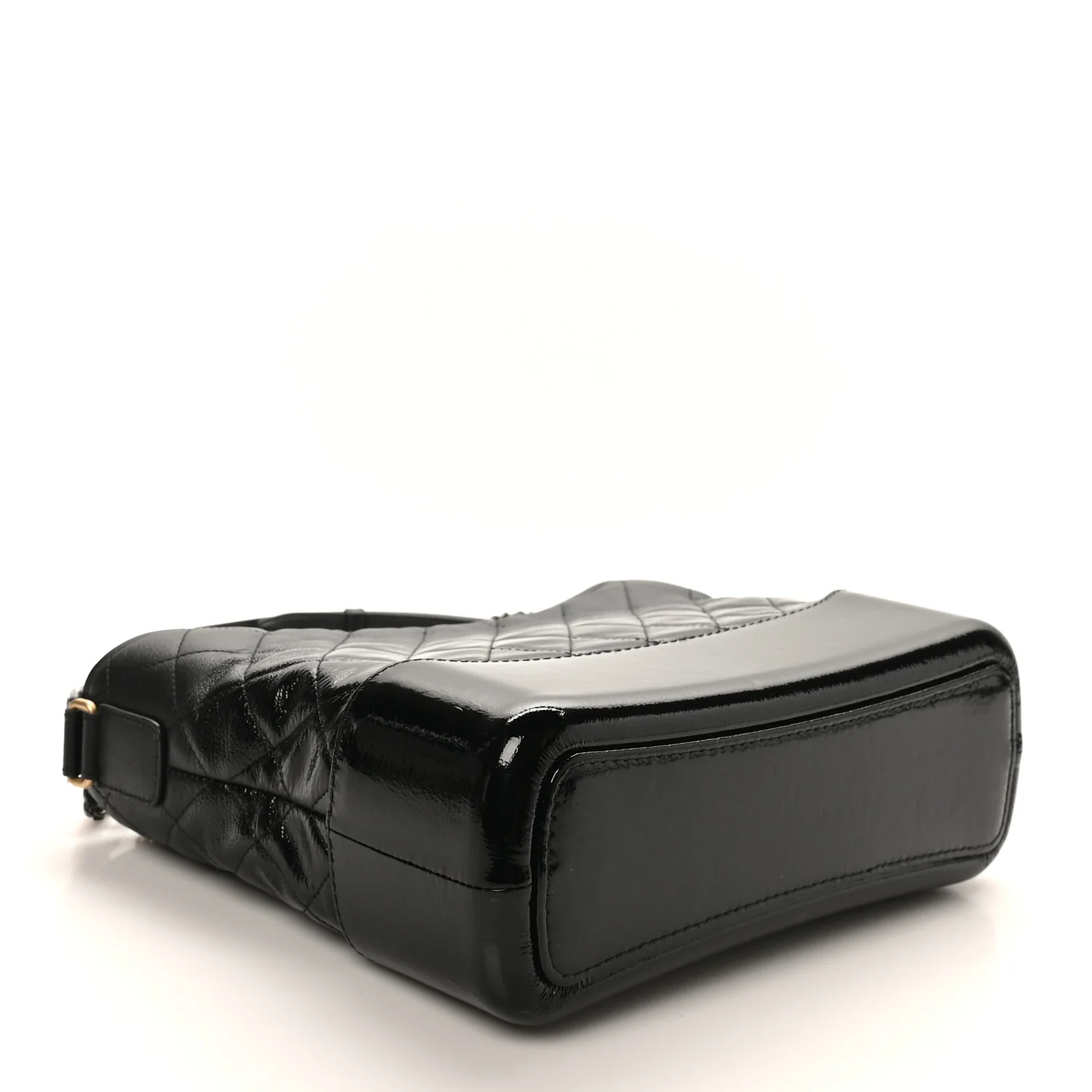 Patent Goatskin Quilted Medium Gabrielle Hobo Black - Image 4