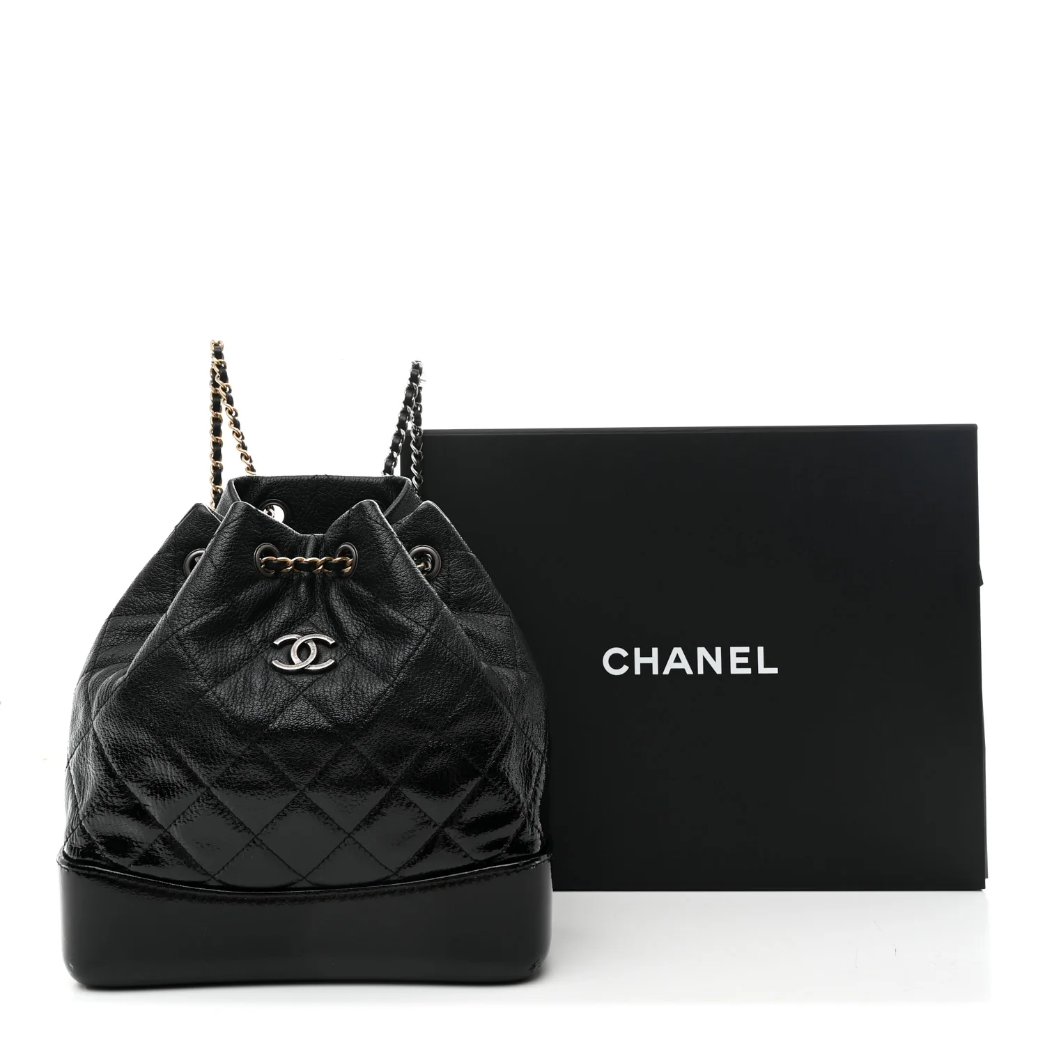 Patent Goatskin Quilted Small Gabrielle Backpack Black - Image 13