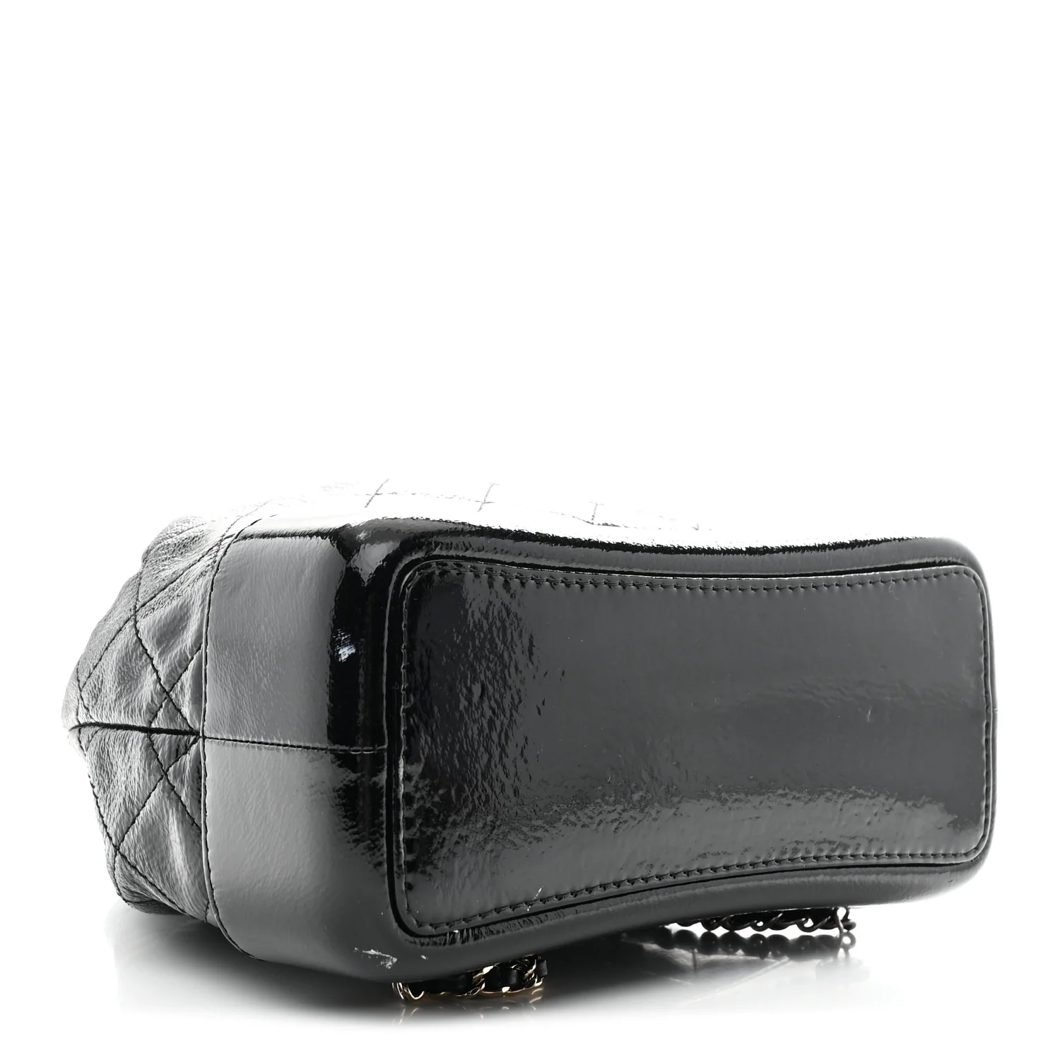 Patent Goatskin Quilted Small Gabrielle Backpack Black - Image 4