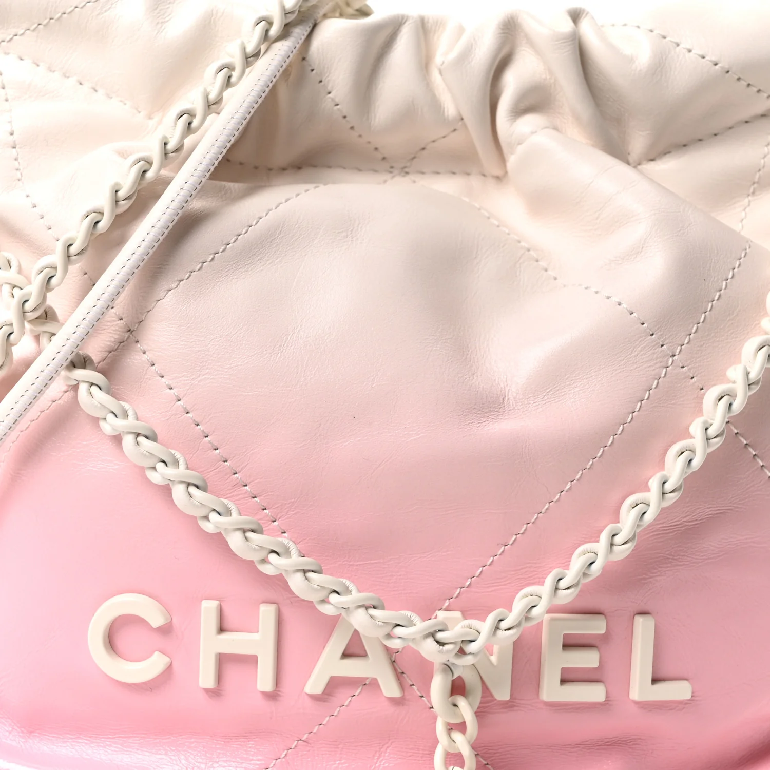 Patent Gradient Calfskin Quilted Mini Chanel 22 White Light Pink - Image 8