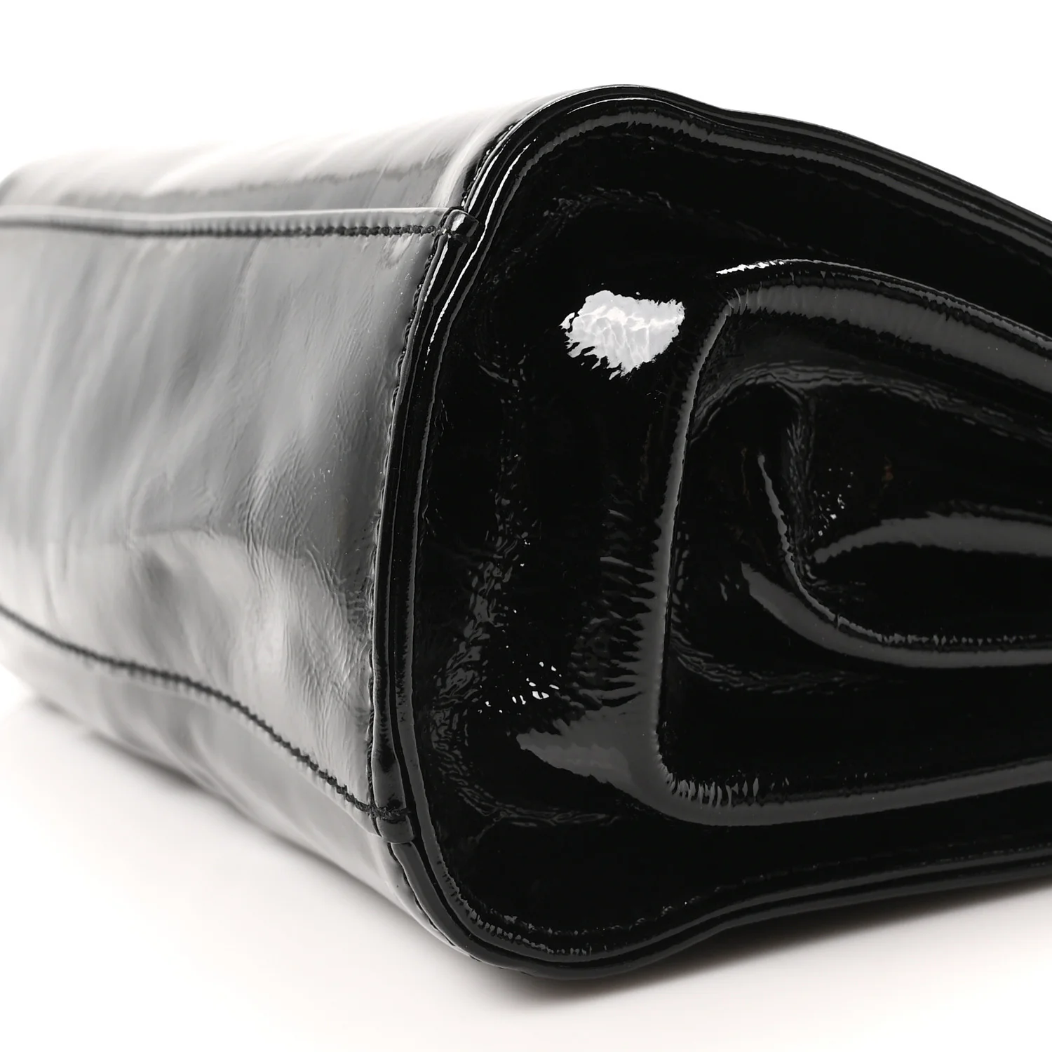 Patent Mademoiselle Lock Convertible Wrist Clutch Bag Black - Image 10