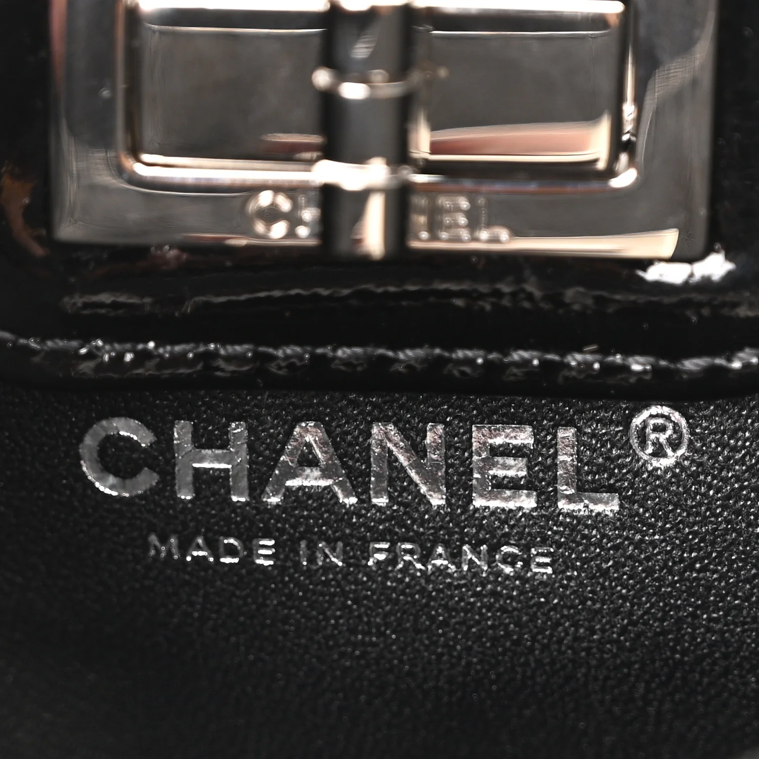 Patent Mademoiselle Lock Convertible Wrist Clutch Bag Black - Image 5