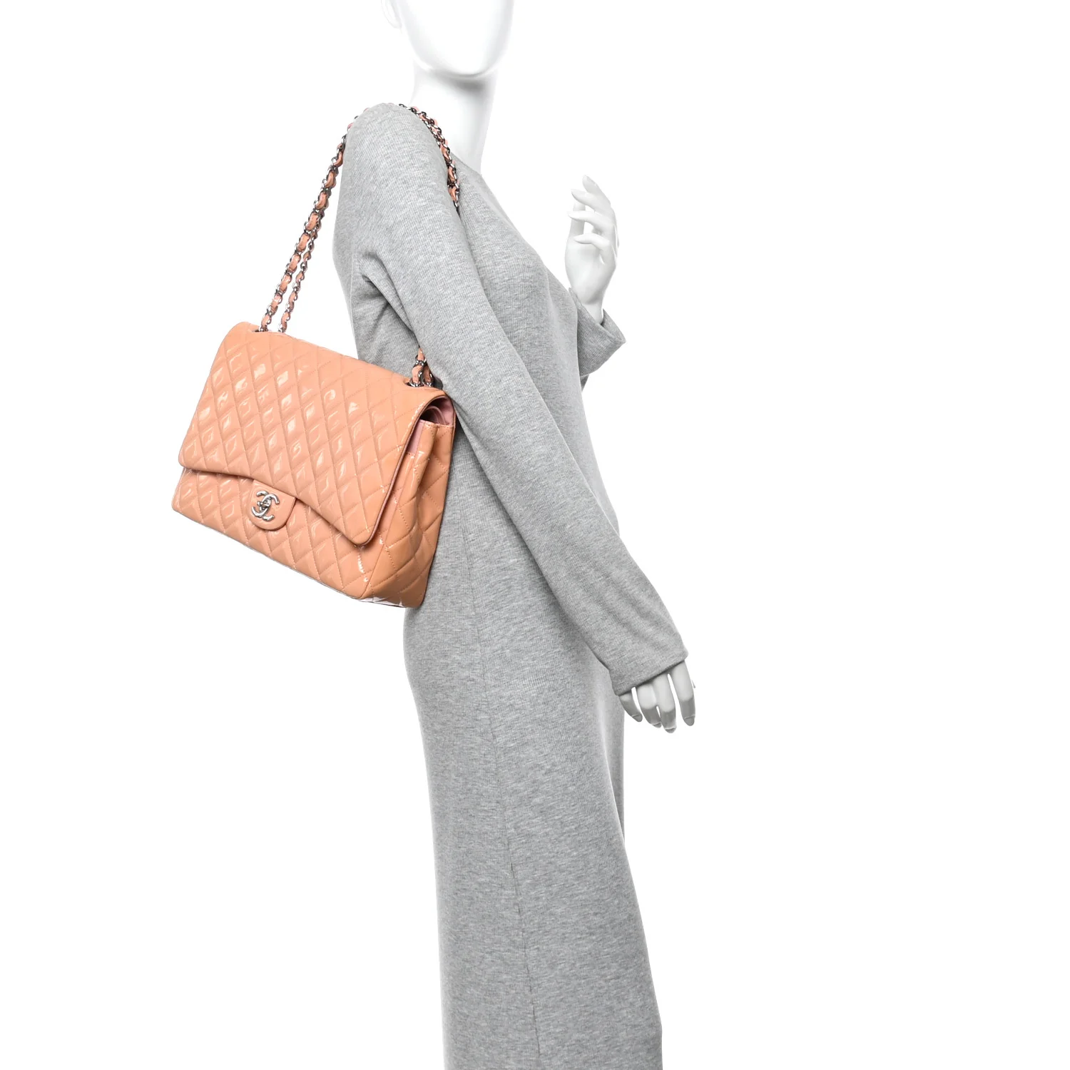 Patent Maxi Quilted Double Flap Light Pink - Image 2