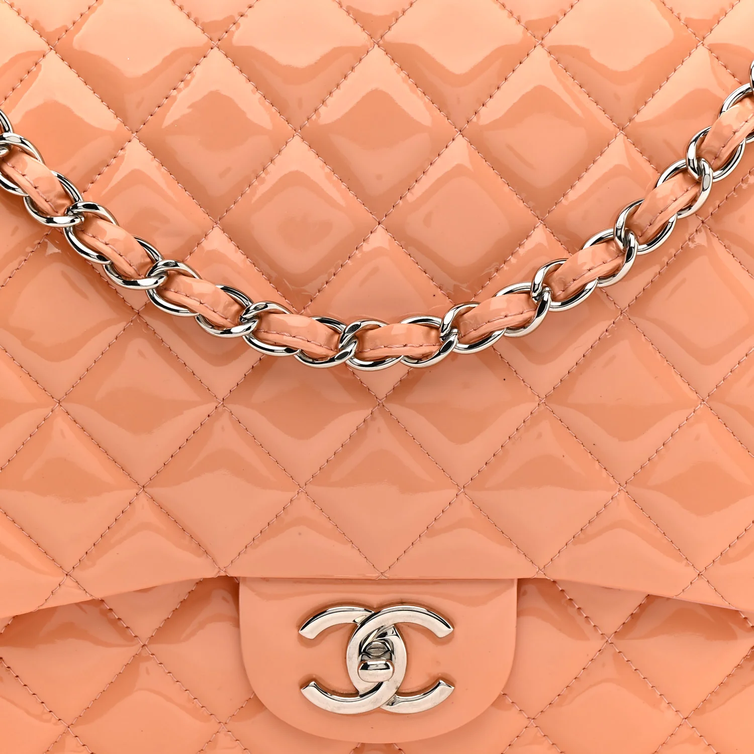 Patent Maxi Quilted Double Flap Light Pink - Image 8