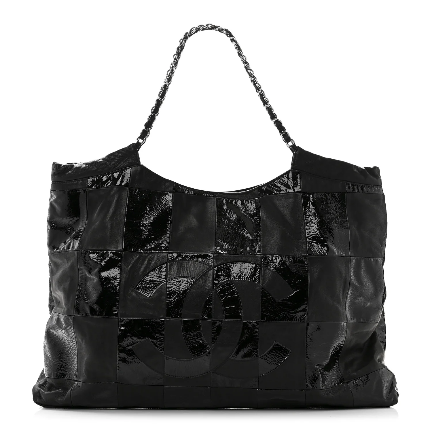 Patent Patchwork Large Brooklyn Tote Black