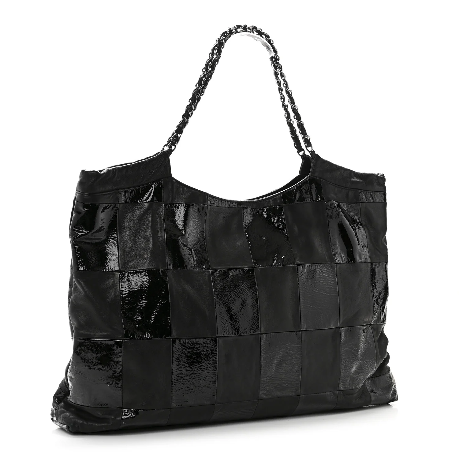 Patent Patchwork Large Brooklyn Tote Black - Image 3