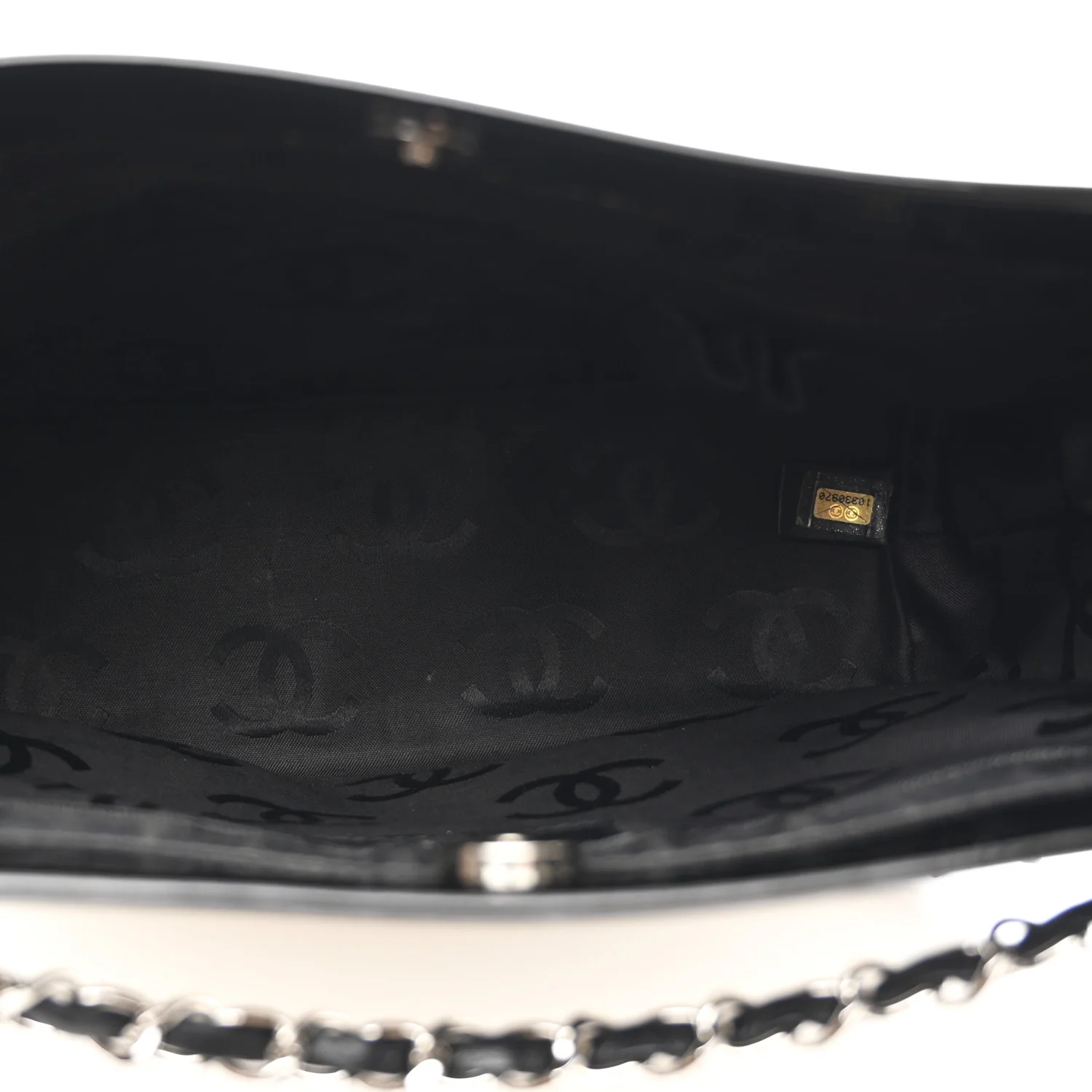 Patent Pony Hair Small Pocket Tote Black White - Image 5