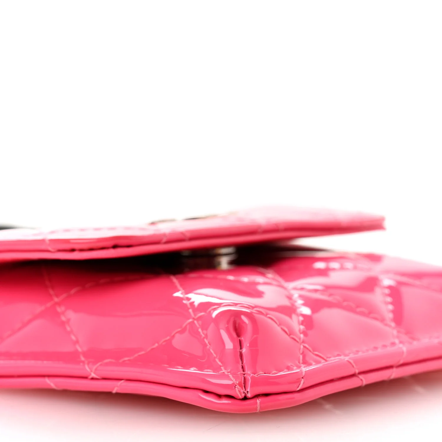 Patent Quilted Belt In Love Double Mini Flap Waist Bag Black Pink - Image 14