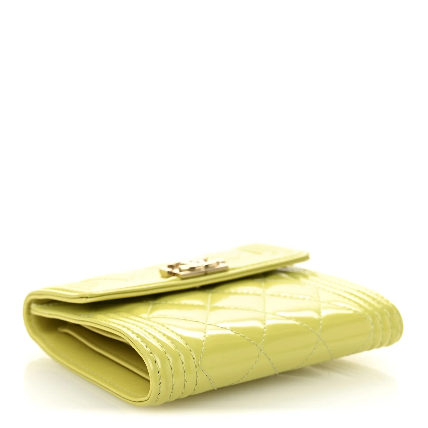 Patent Quilted Compact Boy Wallet Yellow - Image 4