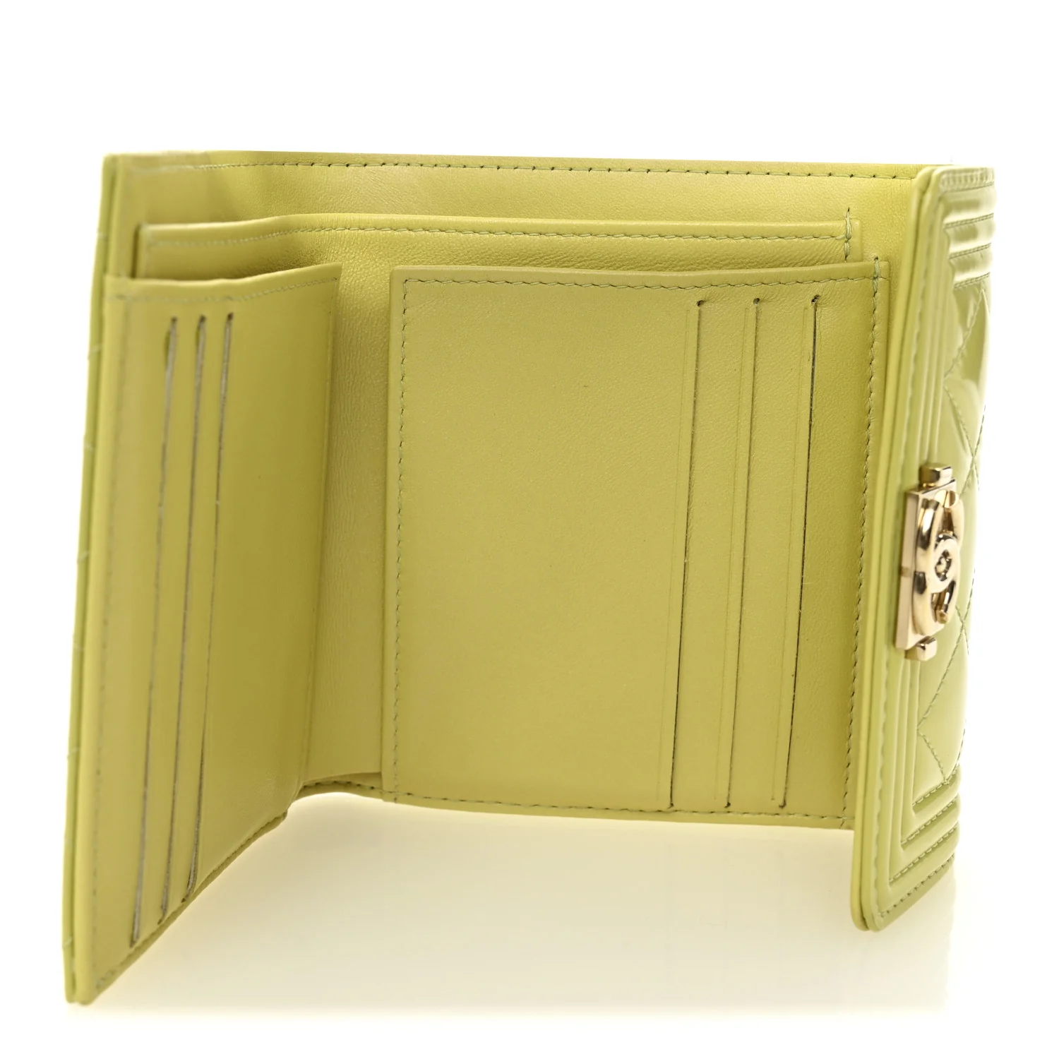 Patent Quilted Compact Boy Wallet Yellow - Image 5