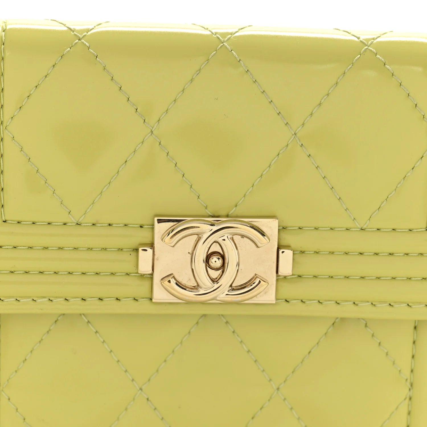 Patent Quilted Compact Boy Wallet Yellow - Image 9