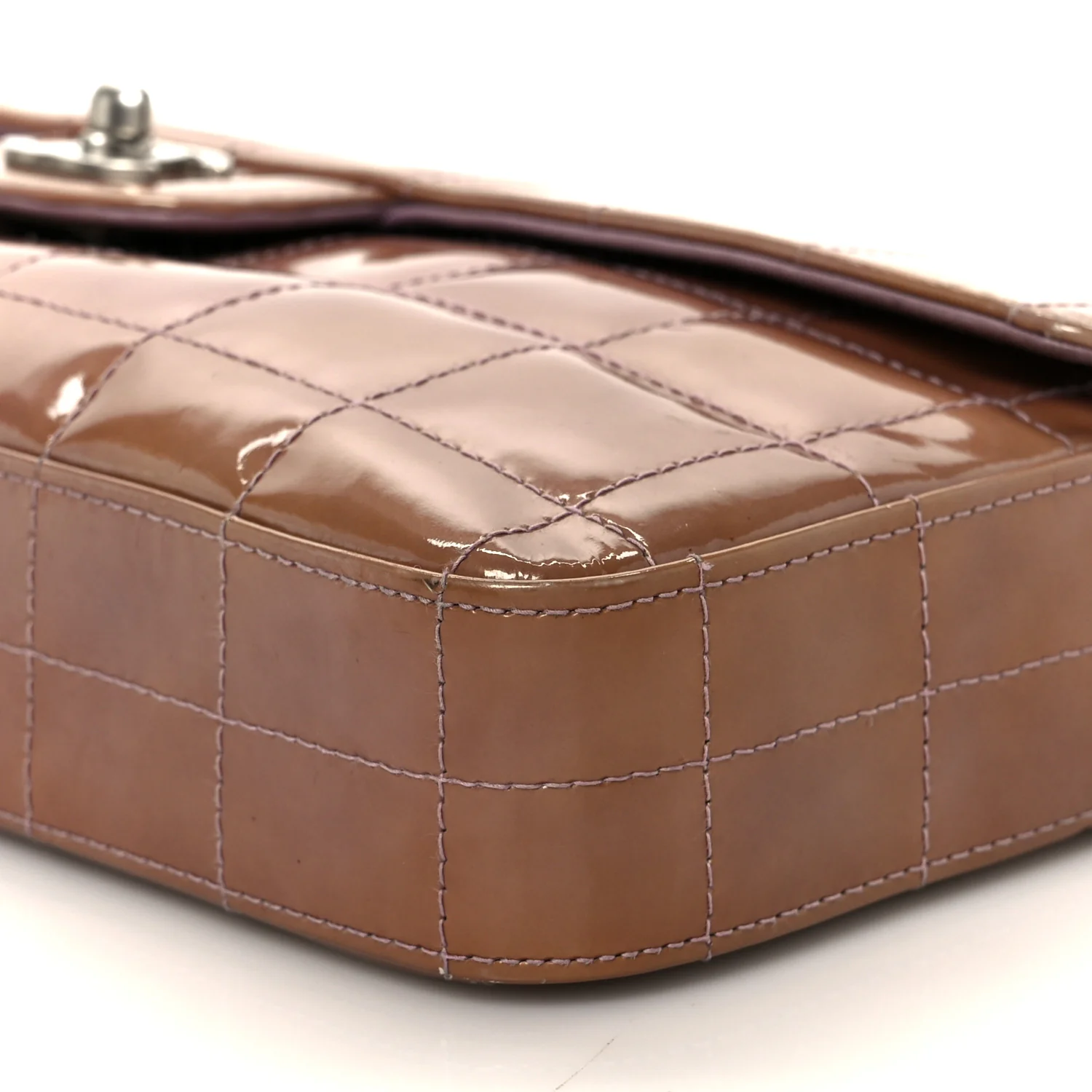 Patent Quilted East West Chocolate Bar Flap Light Purple - Image 11