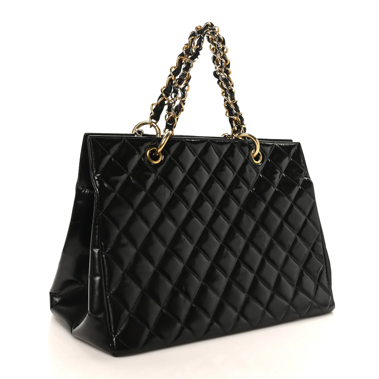 Patent Quilted Grand Shopping Tote GST Brown - Image 2