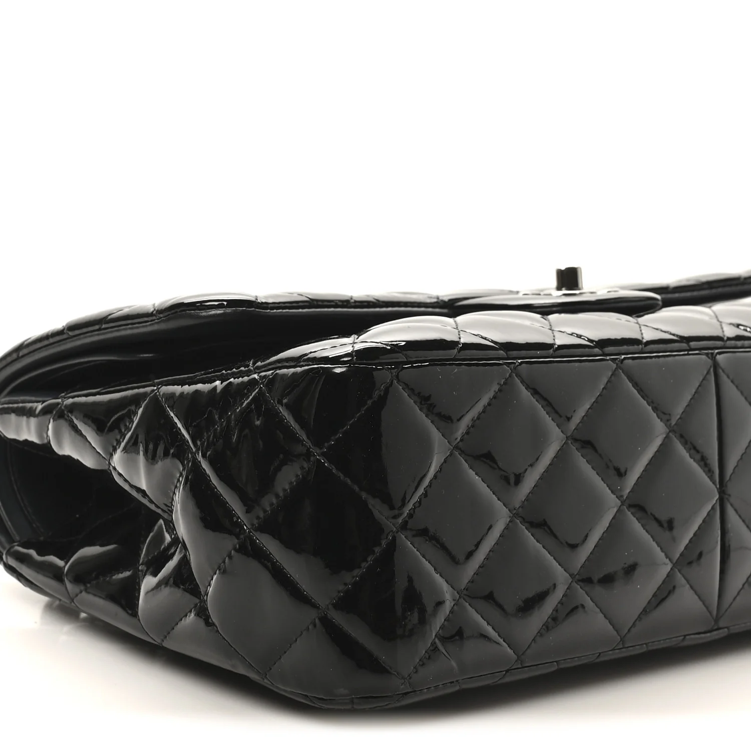 Patent Quilted Jumbo Double Flap Black - Image 9