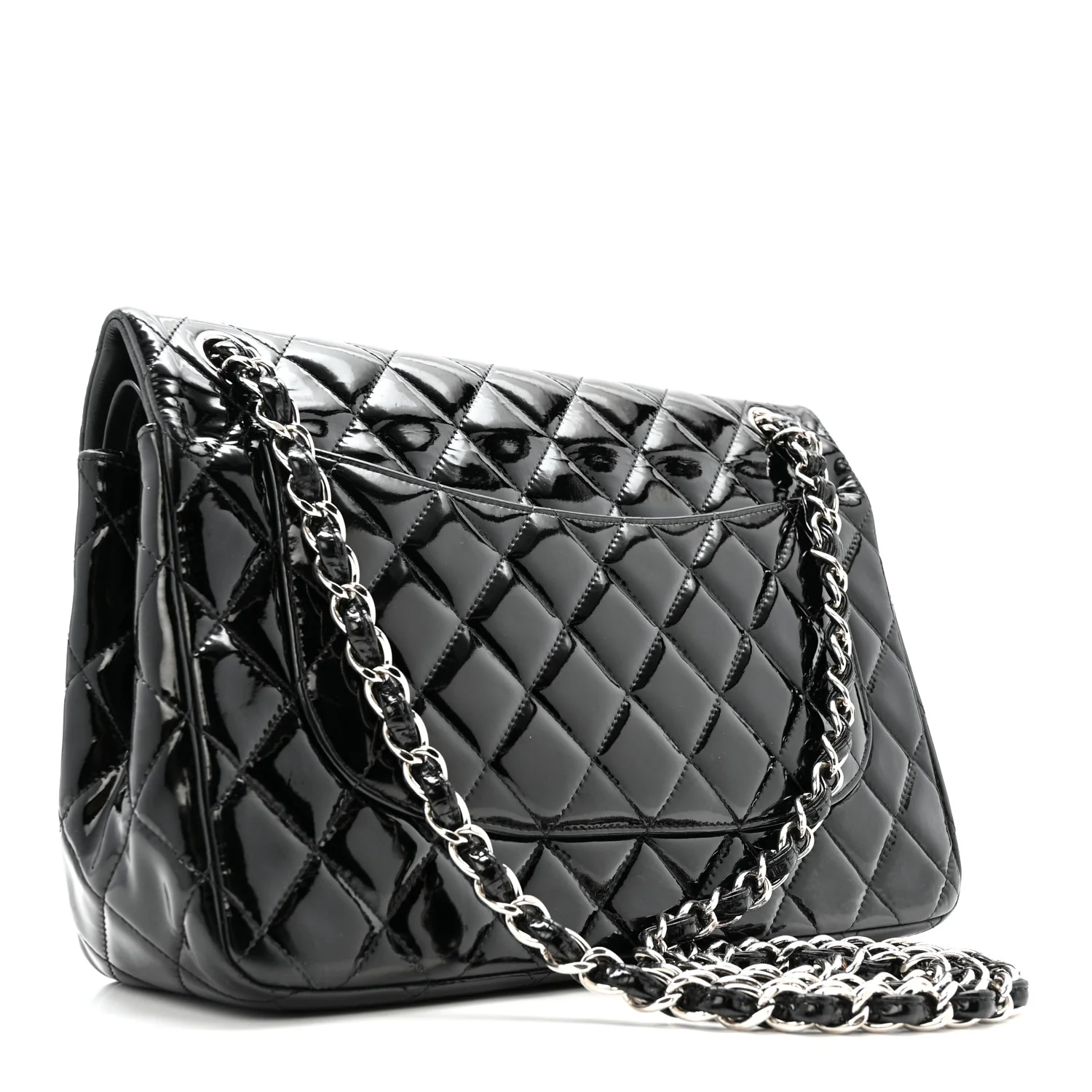 Patent Quilted Jumbo Double Flap Black - Image 3