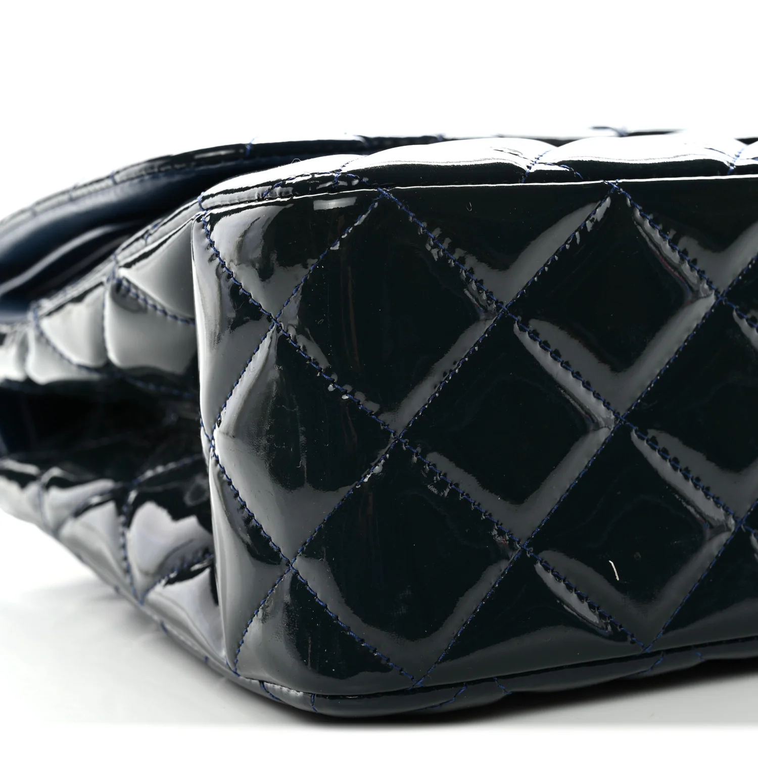 Patent Quilted Jumbo Double Flap Dark Blue - Image 9