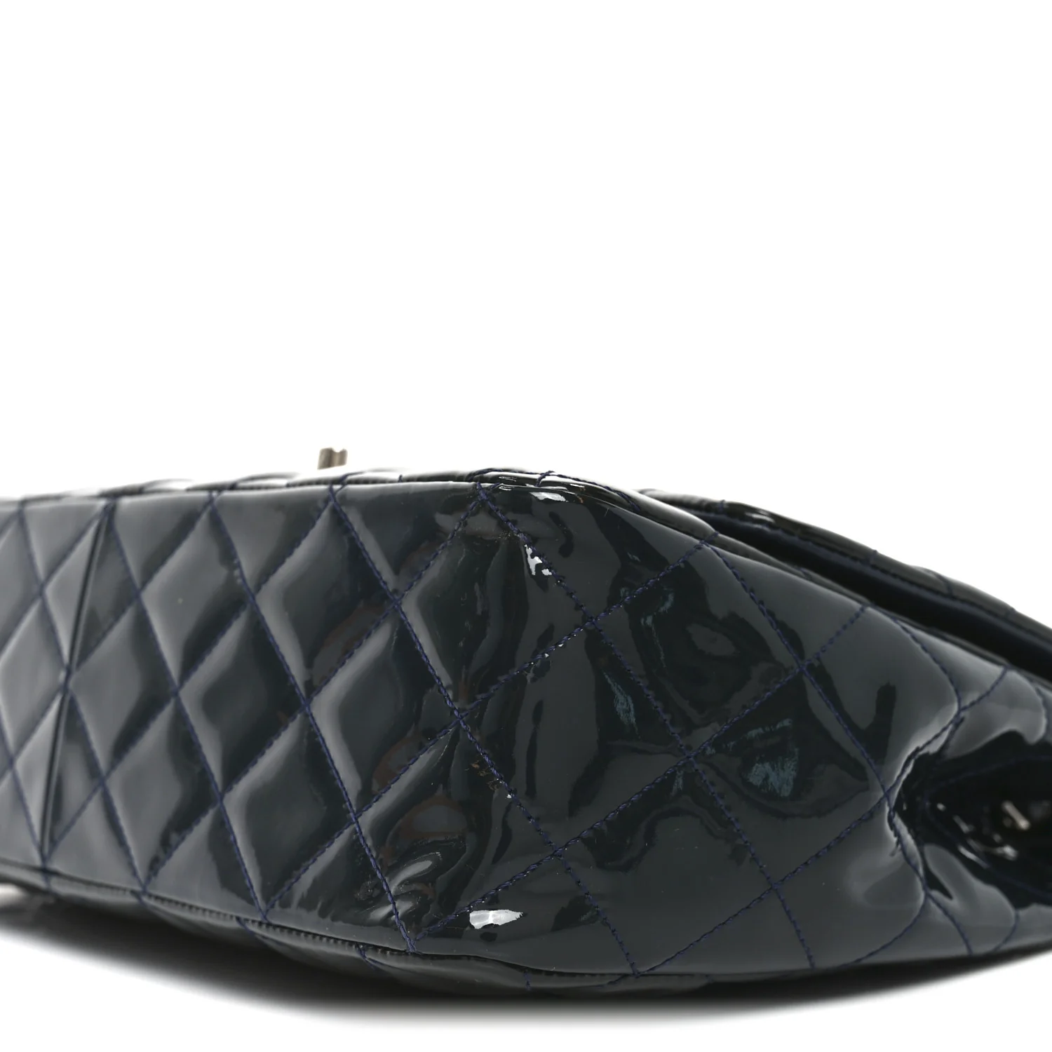 Patent Quilted Jumbo Single Flap Navy - Image 10