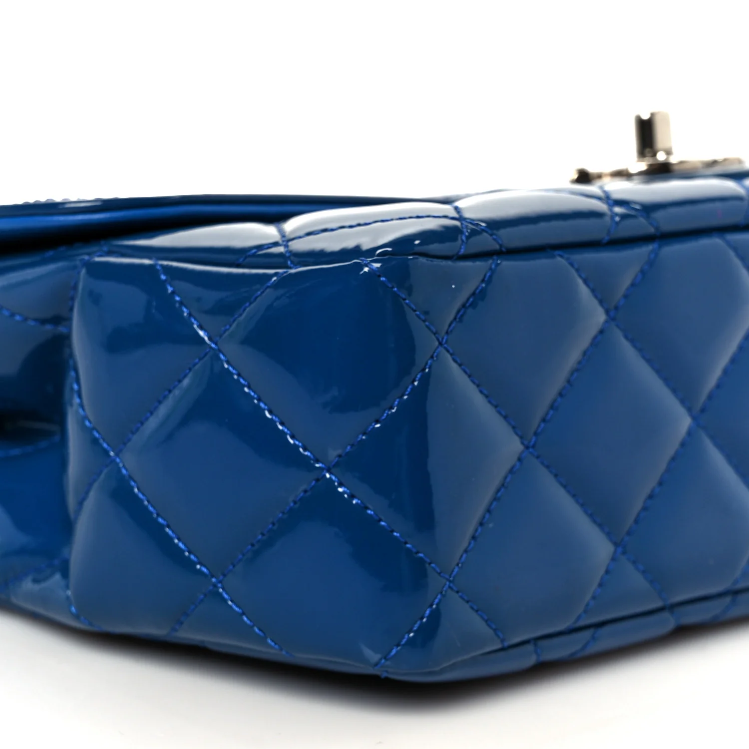 Patent Quilted Large Coco Shine Flap Blue - Image 10