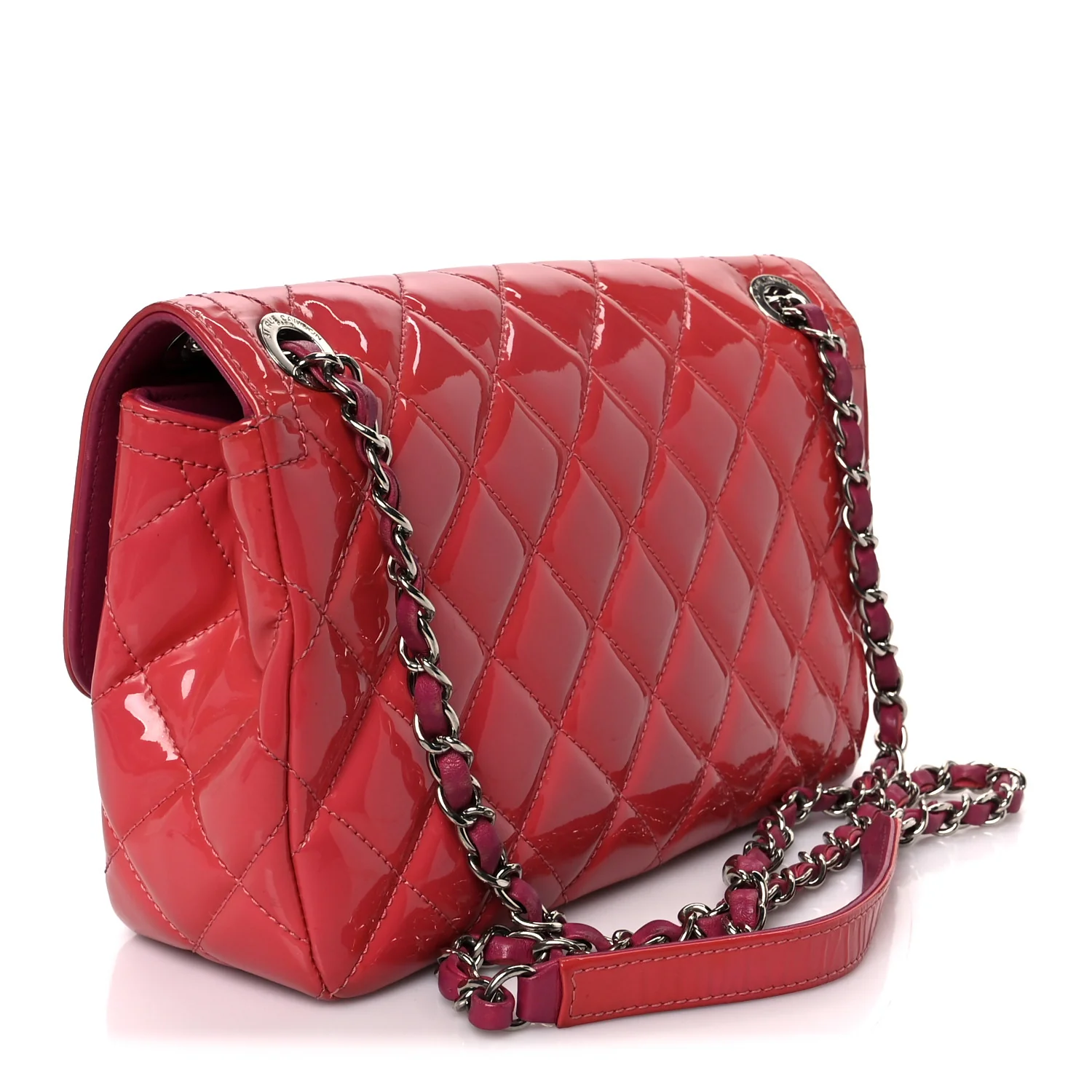 Patent Quilted Large Coco Shine Flap Pink - Image 3