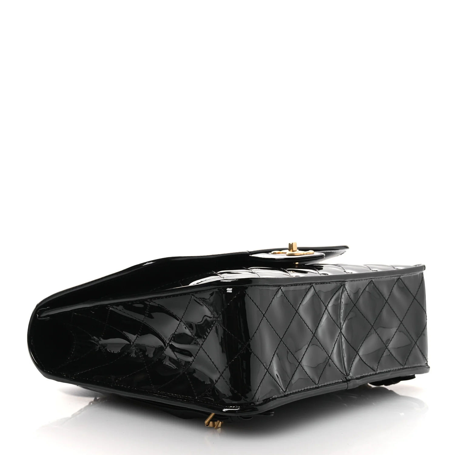 Patent Quilted Large School Memory Top Handle Flap Black - Image 4