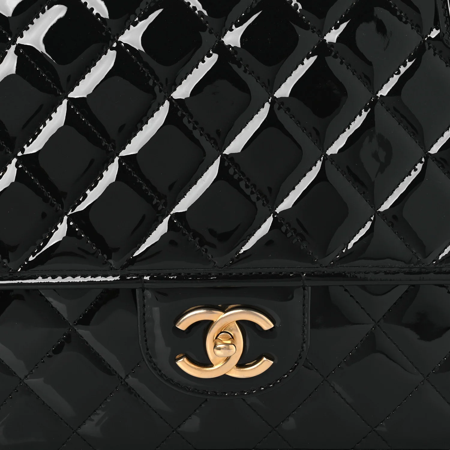 Patent Quilted Large School Memory Top Handle Flap Black - Image 8