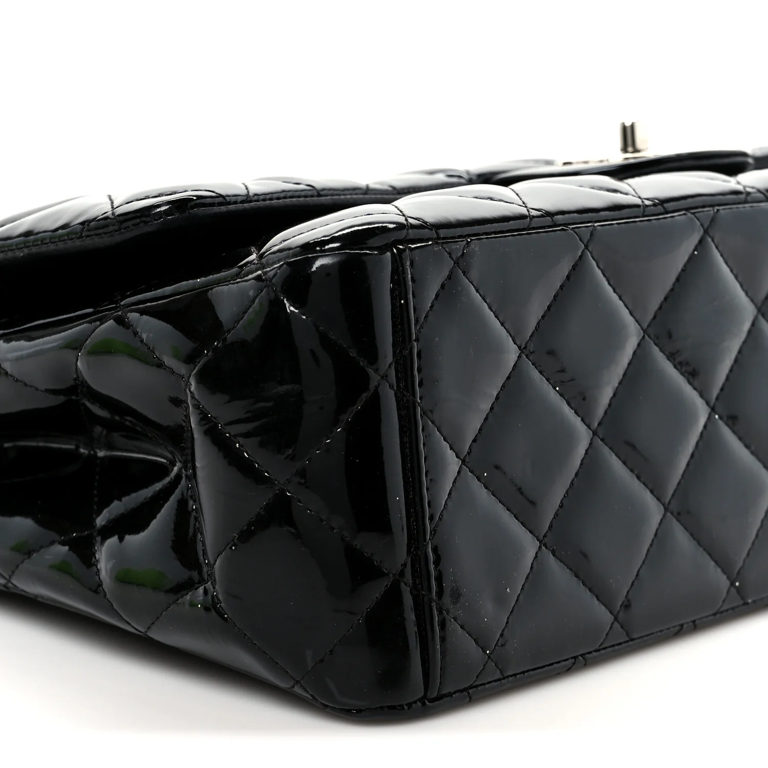 Patent Quilted Maxi Double Flap Black - Image 10