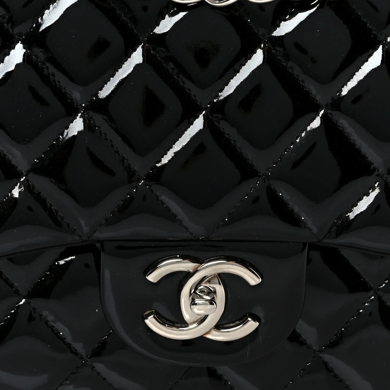 Patent Quilted Maxi Double Flap Black - Image 9