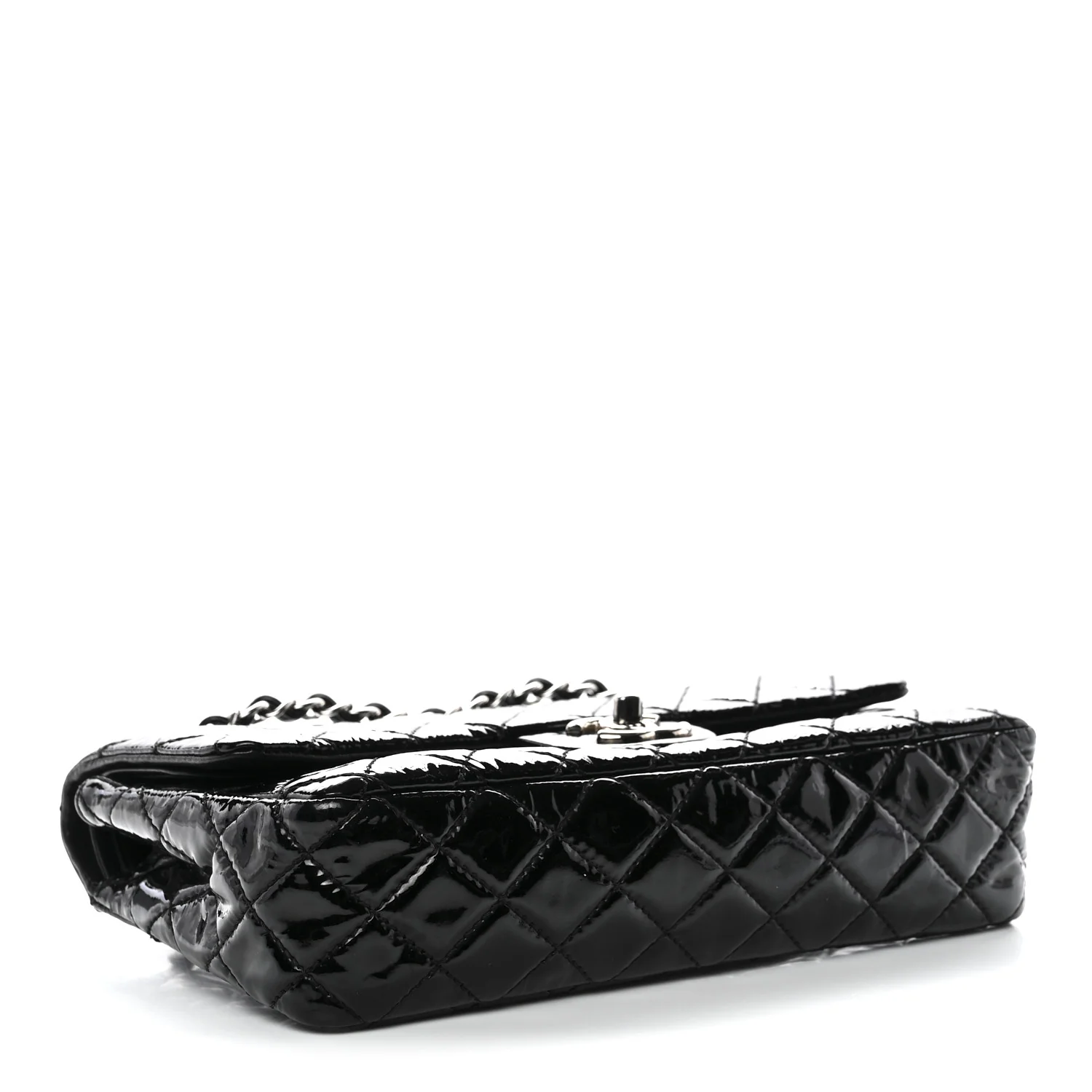 Patent Quilted Medium Double Flap Black - Image 3