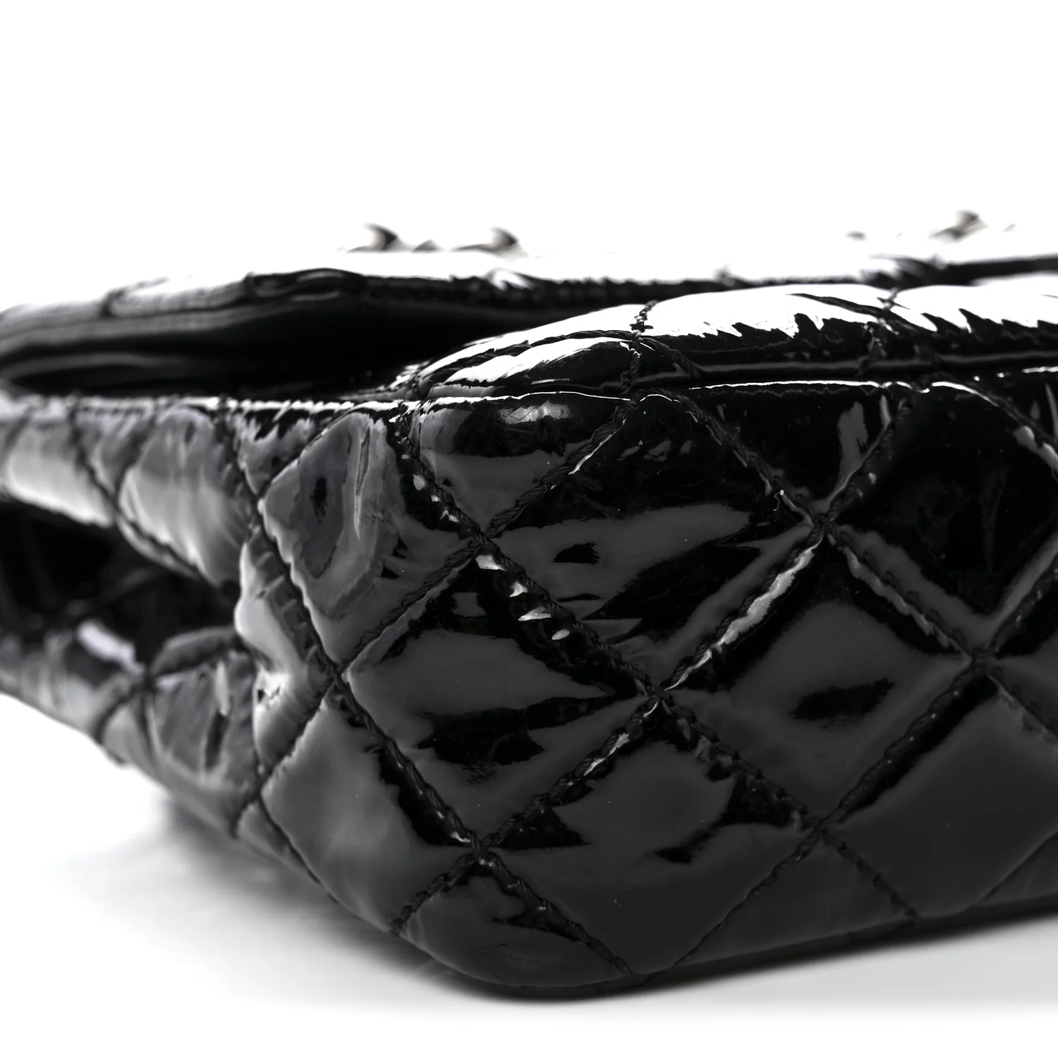 Patent Quilted Medium Double Flap Black - Image 8