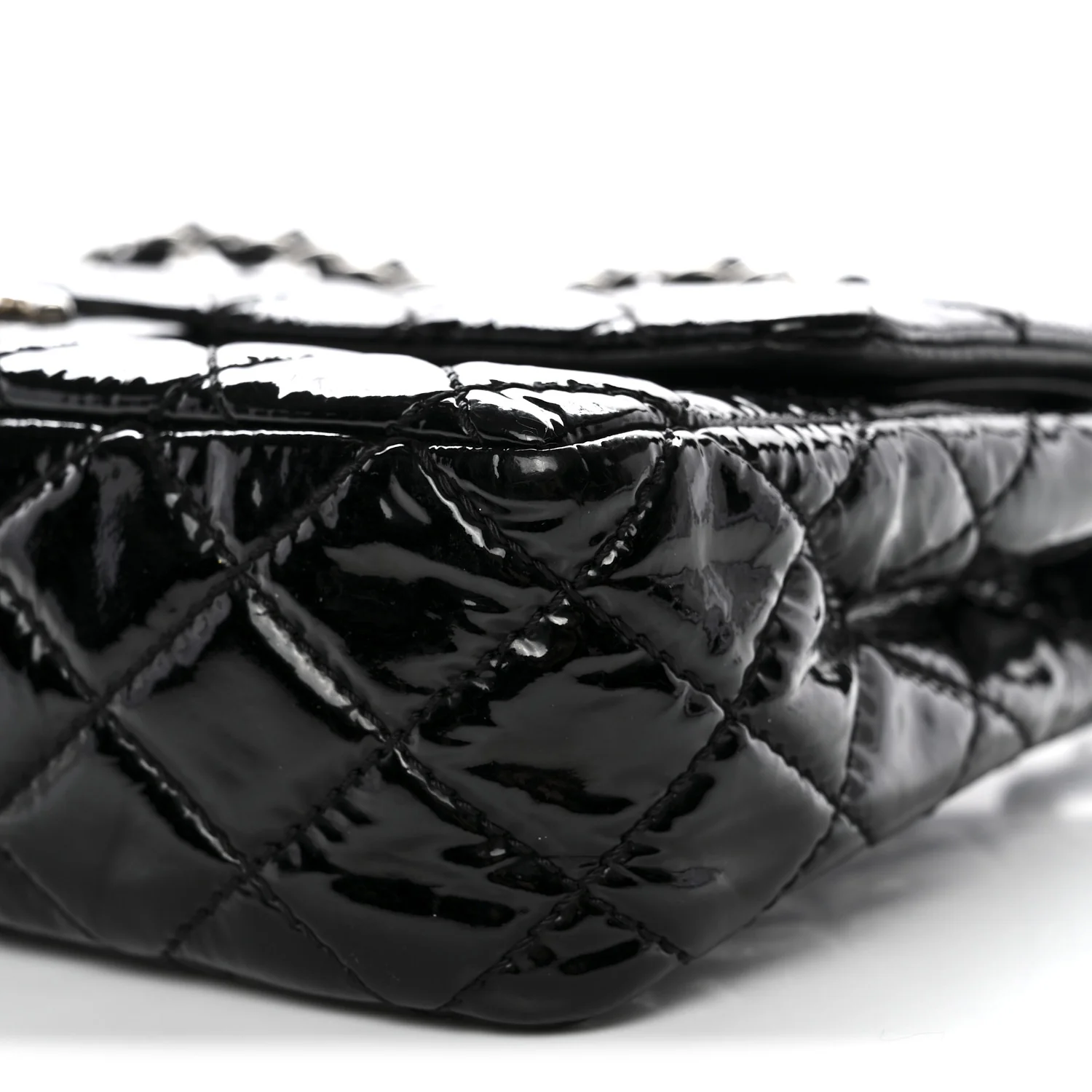 Patent Quilted Medium Double Flap Black - Image 9