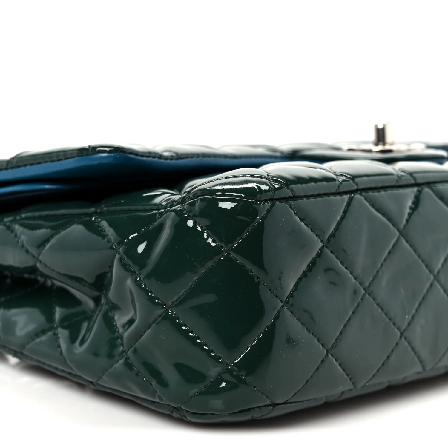 Patent Quilted Medium Double Flap Blue - Image 10