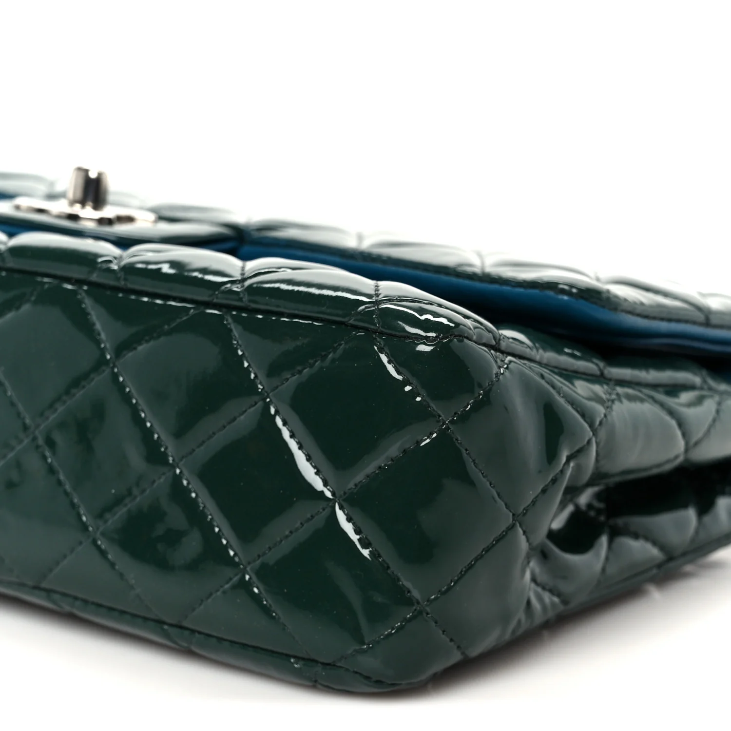 Patent Quilted Medium Double Flap Blue - Image 11