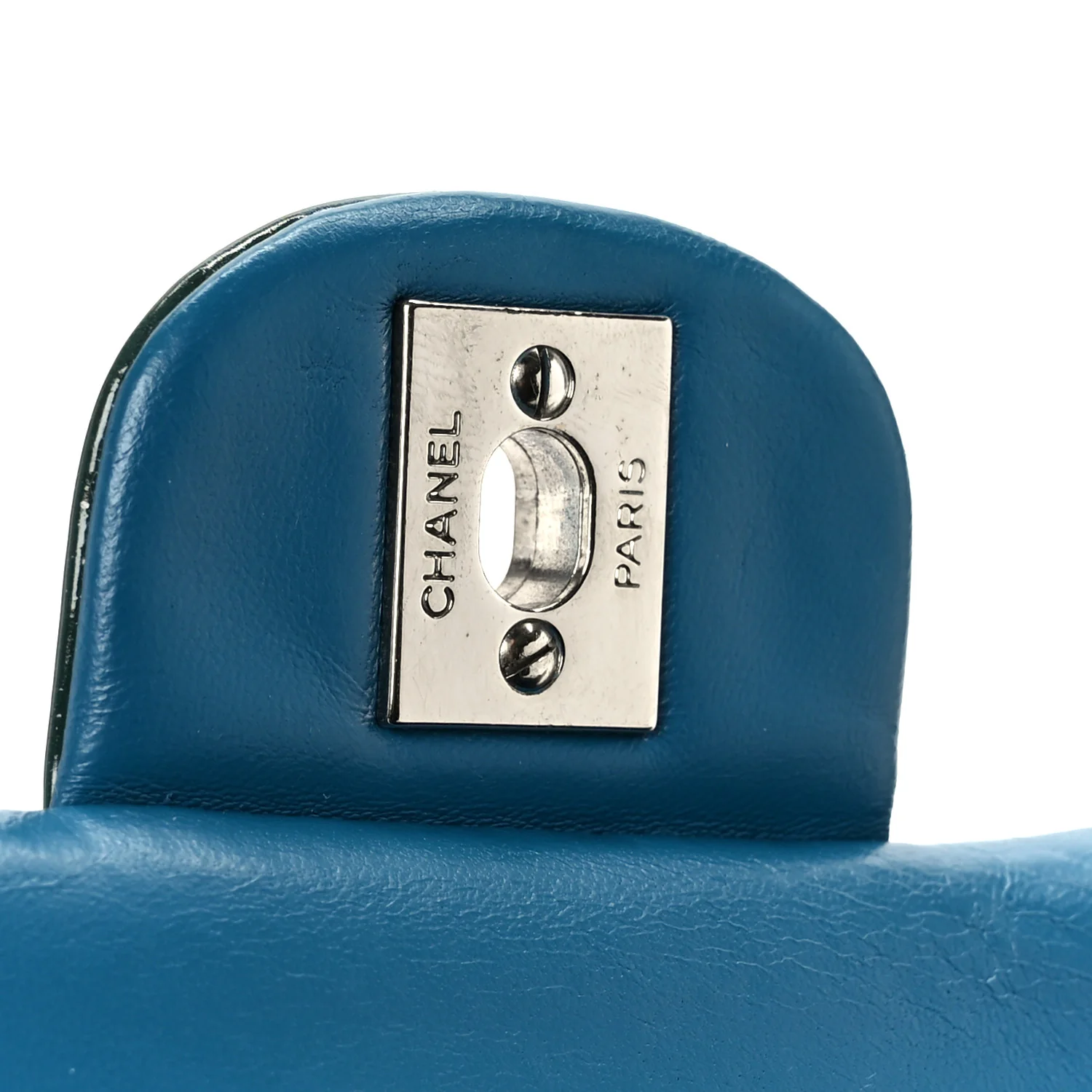 Patent Quilted Medium Double Flap Blue - Image 7