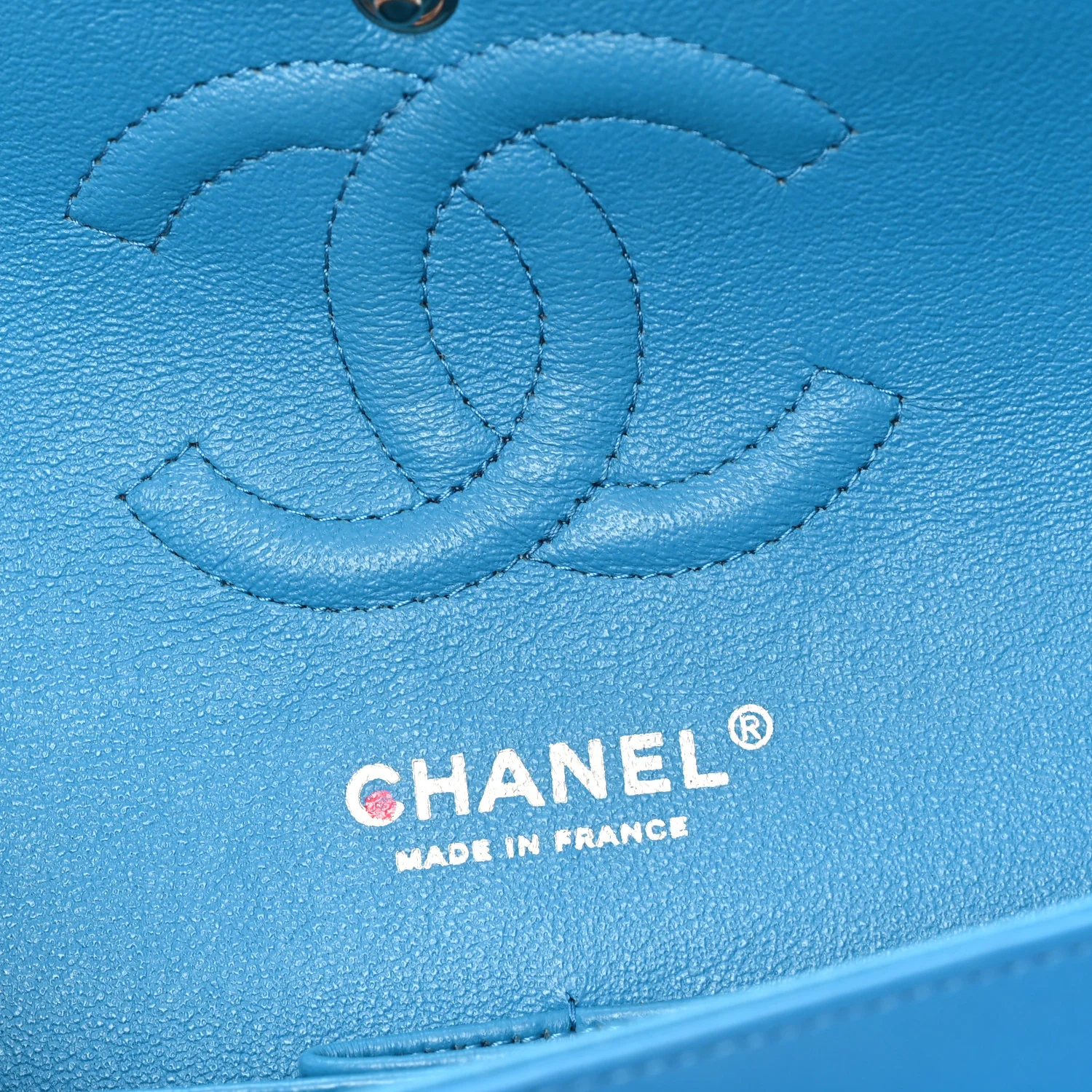 Patent Quilted Medium Double Flap Turquoise - Image 6